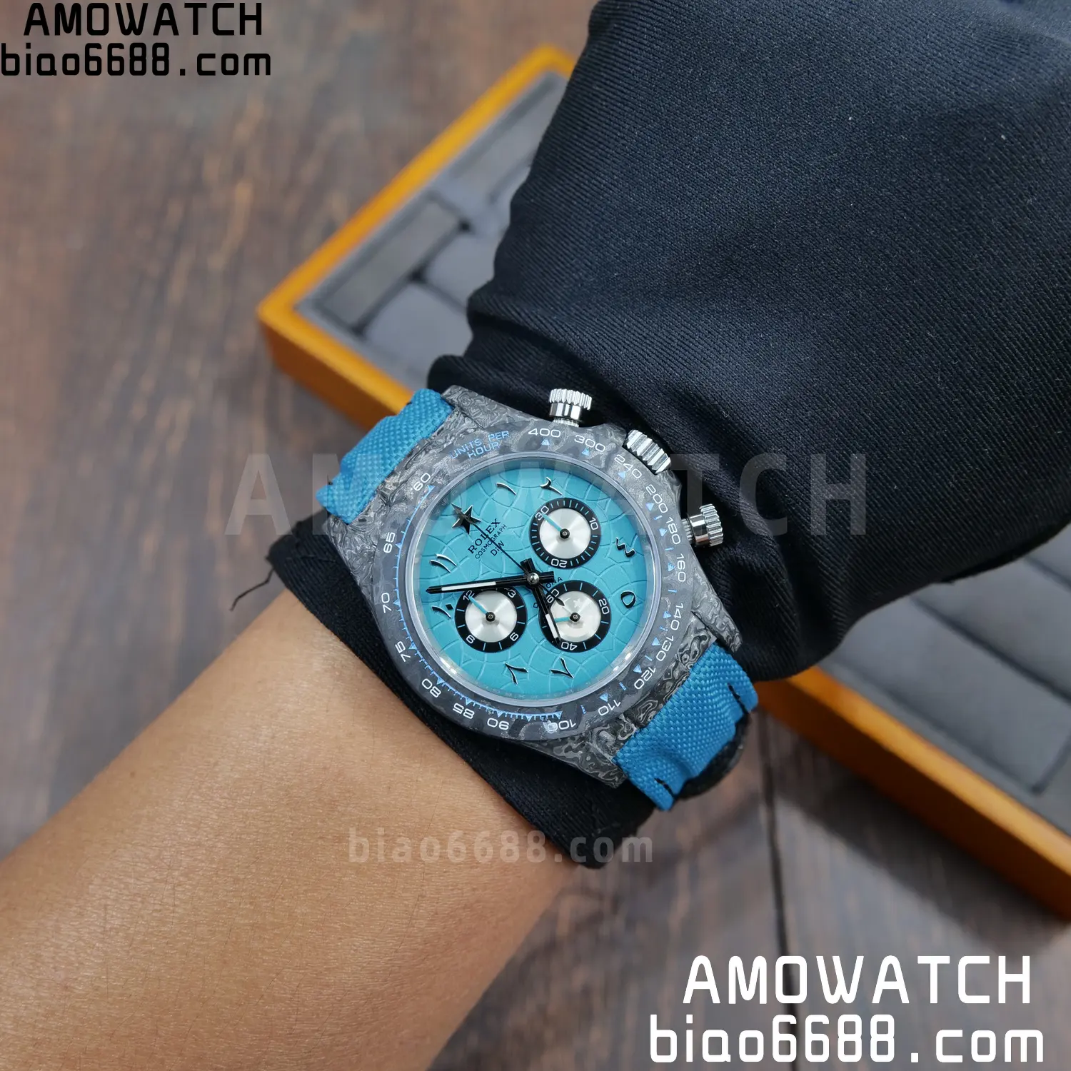 Rolex Daytona DIW Black Carbon DIWF Best Edition Blue/Silver Roman Dial on Blue Nylon Strap DD4801 99 af0465b99bb860e 阿默表行AmoWatch