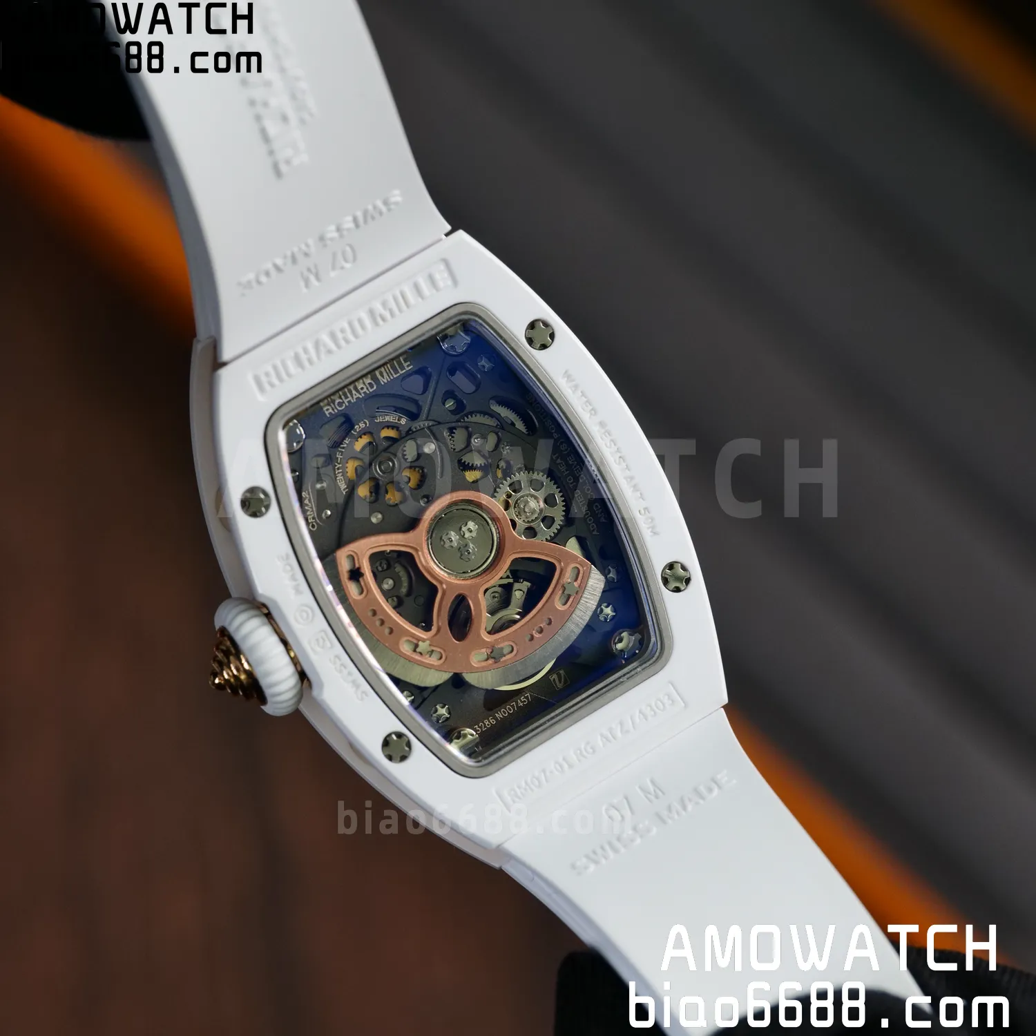 RM07 Ladies White Ceramic ZF 1:1 Best Edition Red Dial on White Rubber Strap CRMA2 Clone 80 5934423dfeefeef 阿默表行AmoWatch