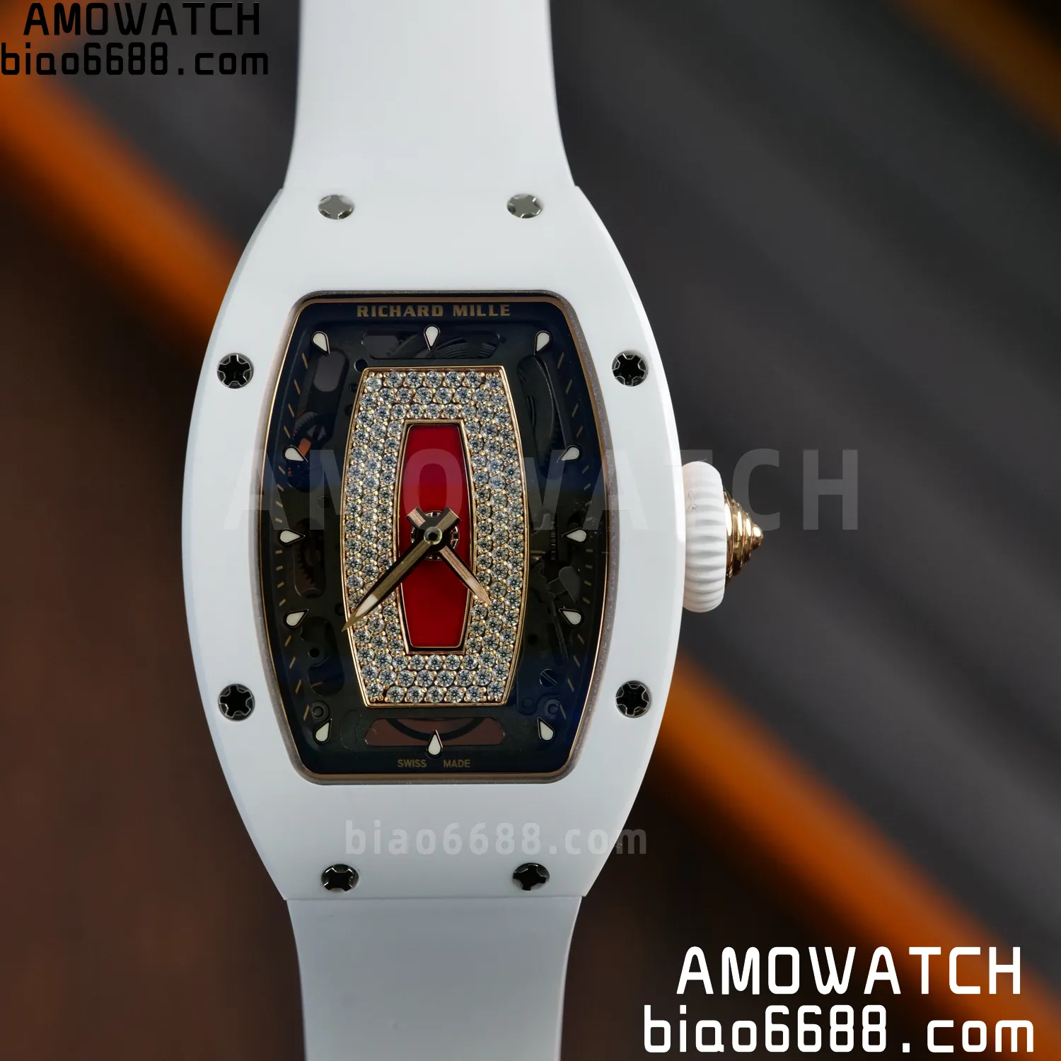 RM07 Ladies White Ceramic ZF 1:1 Best Edition Red Dial on White Rubber Strap CRMA2 Clone 69 5f7f55c6fe4d311 阿默表行AmoWatch