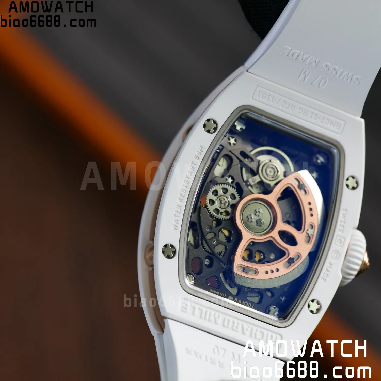 RM07 Ladies White Ceramic ZF 1:1 Best Edition Red Dial on White Rubber Strap CRMA2 Clone 86 78be60de967812b 阿默表行AmoWatch