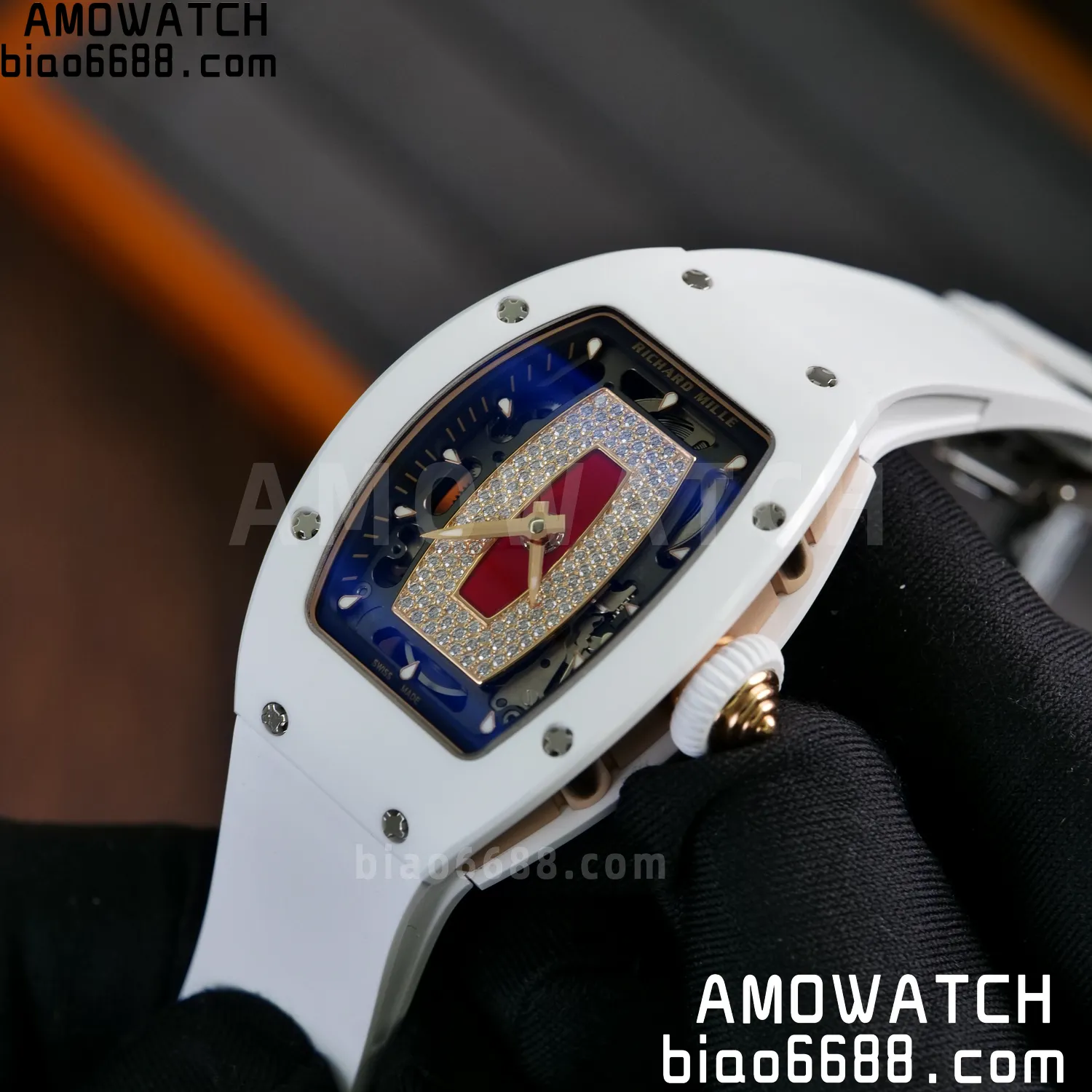 RM07 Ladies White Ceramic ZF 1:1 Best Edition Red Dial on White Rubber Strap CRMA2 Clone 75 9bbfada1a3af442 阿默表行AmoWatch