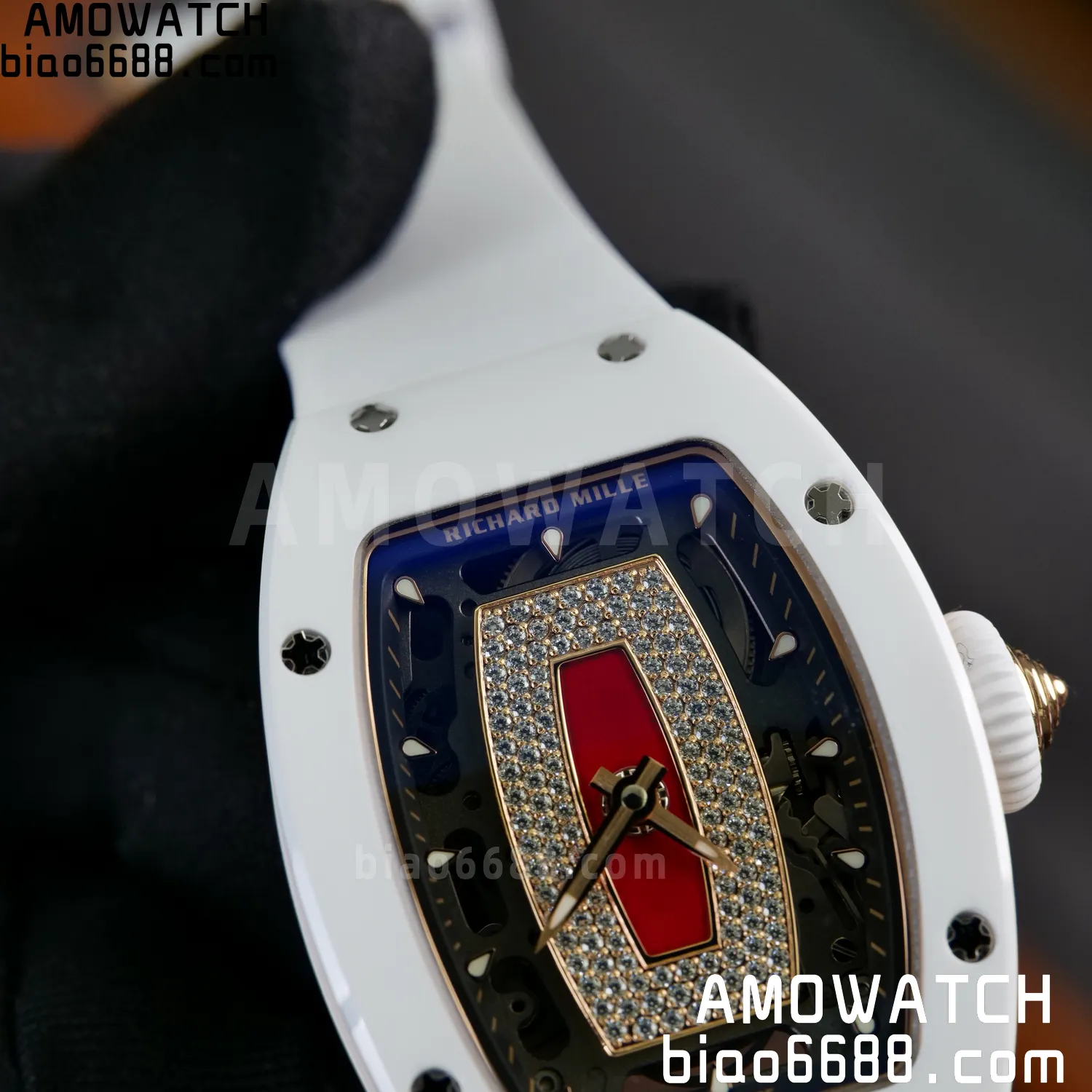 RM07 Ladies White Ceramic ZF 1:1 Best Edition Red Dial on White Rubber Strap CRMA2 Clone 79 b5e8d0ad40a73ae 阿默表行AmoWatch