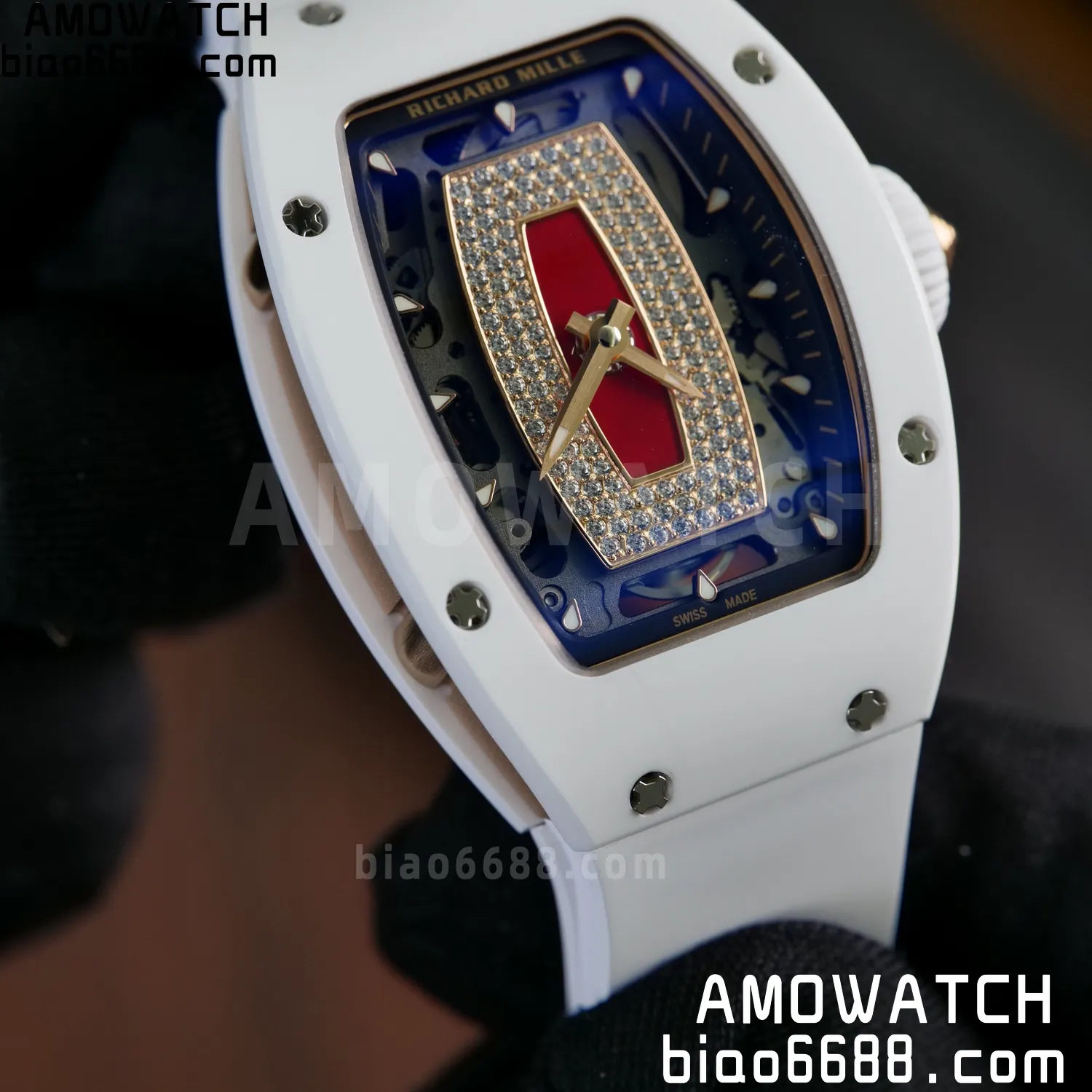 RM07 Ladies White Ceramic ZF 1:1 Best Edition Red Dial on White Rubber Strap CRMA2 Clone 78 b90b43b1dd2a20b 阿默表行AmoWatch