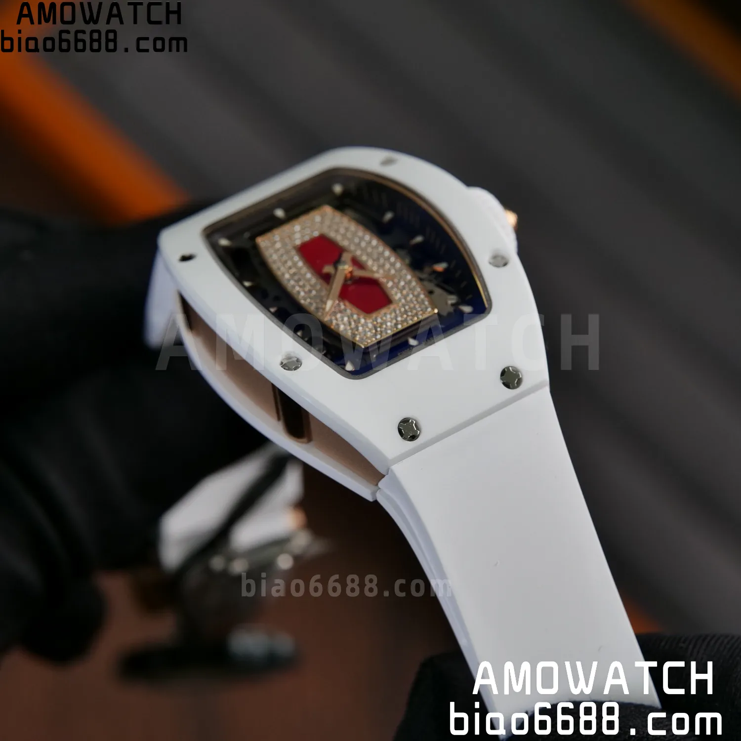 RM07 Ladies White Ceramic ZF 1:1 Best Edition Red Dial on White Rubber Strap CRMA2 Clone 71 eb5ca651fb91b9f 阿默表行AmoWatch