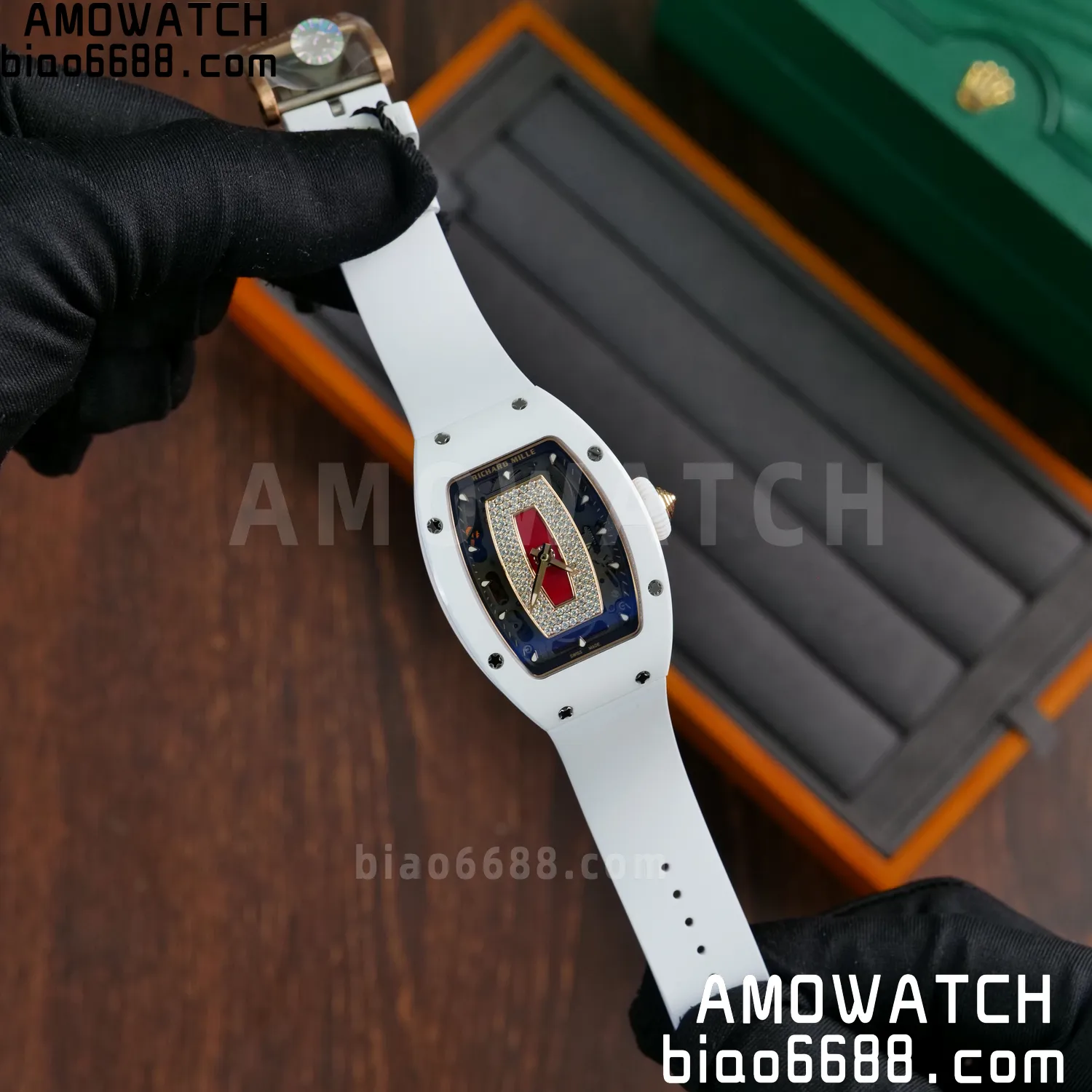 RM07 Ladies White Ceramic ZF 1:1 Best Edition Red Dial on White Rubber Strap CRMA2 Clone 63 ee75f206afeba81 阿默表行AmoWatch