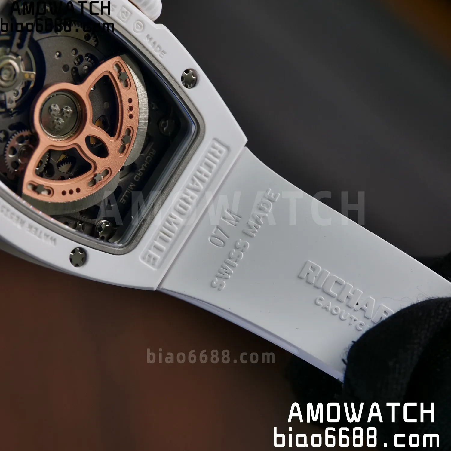 RM07 Ladies White Ceramic ZF 1:1 Best Edition Red Dial on White Rubber Strap CRMA2 Clone 83 f02b6388ccff764 阿默表行AmoWatch
