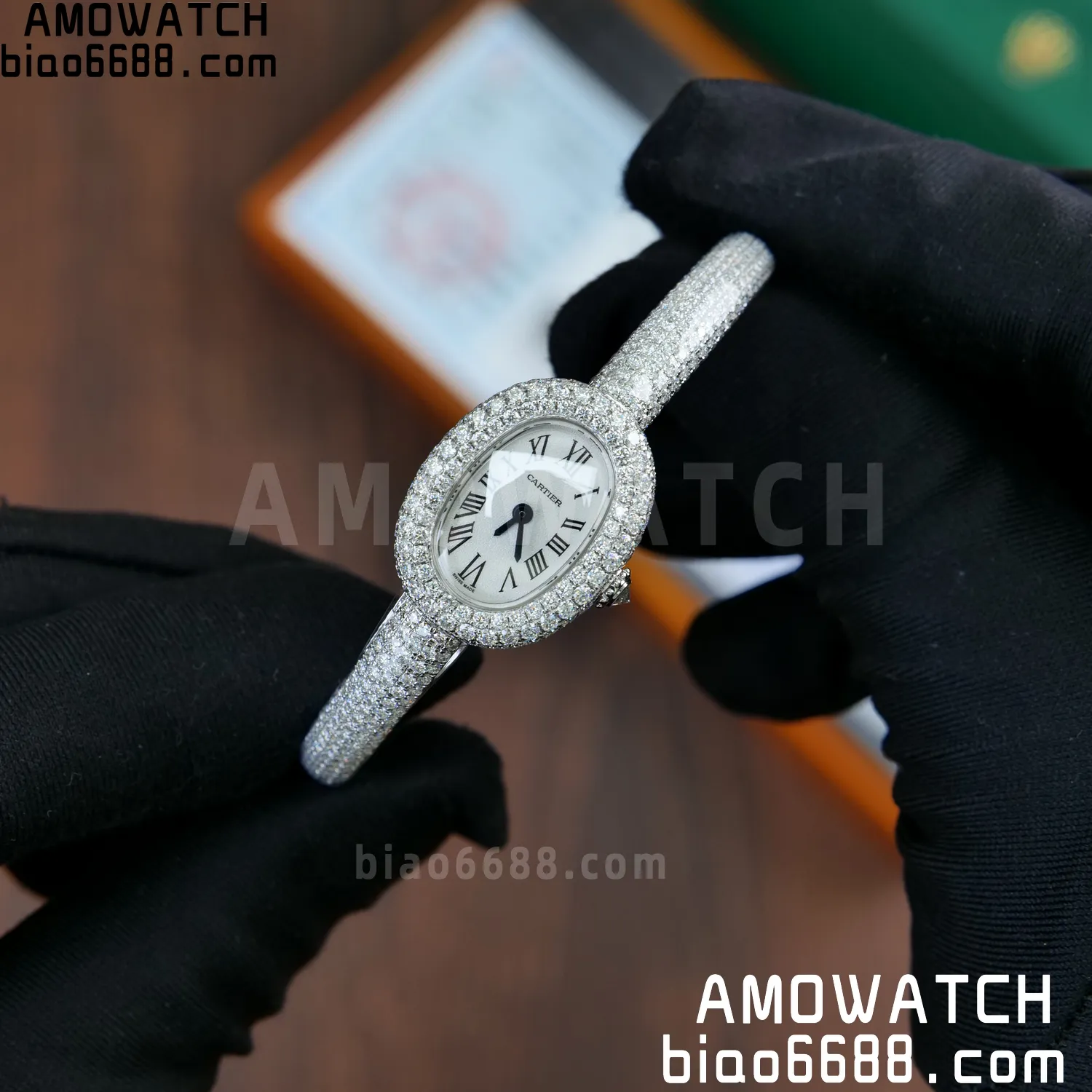 Cartier Baignoire 18.7mm HPI01773 BBAF 1:1 Best Edition White Dial on Moissanite bracelet Bracelet Ronda Quartz 62 140c25cd13331b0 AMO Watch