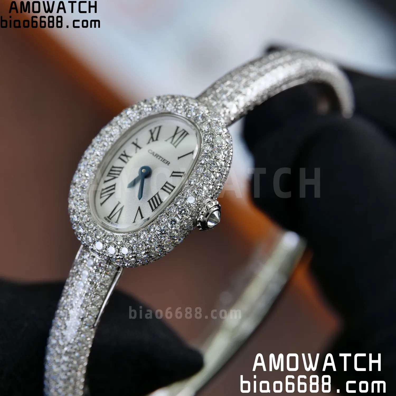 Cartier Baignoire 18.7mm HPI01773 BBAF 1:1 Best Edition White Dial on Moissanite bracelet Bracelet Ronda Quartz 70 185df79a2848ca3 AMO Watch