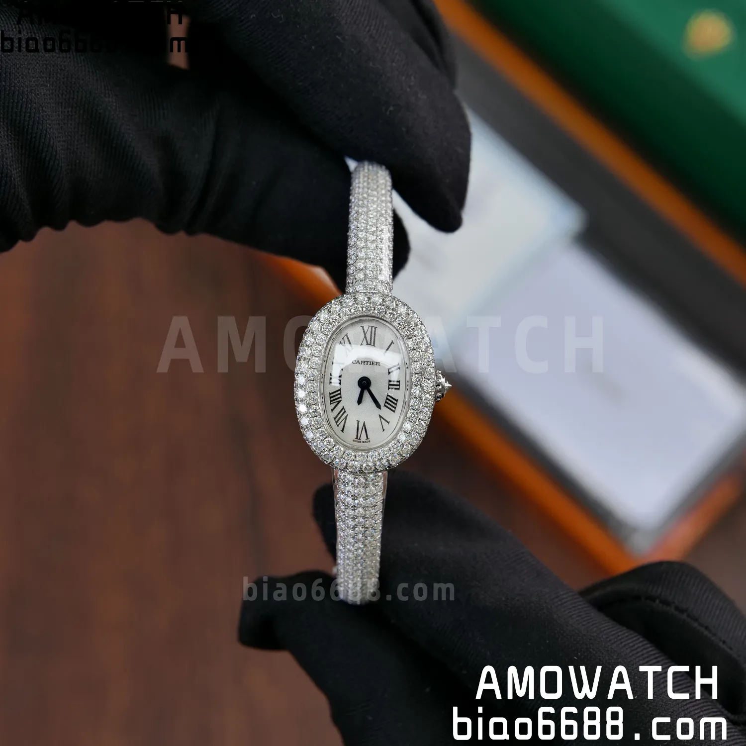 Cartier Baignoire 18.7mm HPI01773 BBAF 1:1 Best Edition White Dial on Moissanite bracelet Bracelet Ronda Quartz 65 1a6e8de6fd30e7a AMO Watch