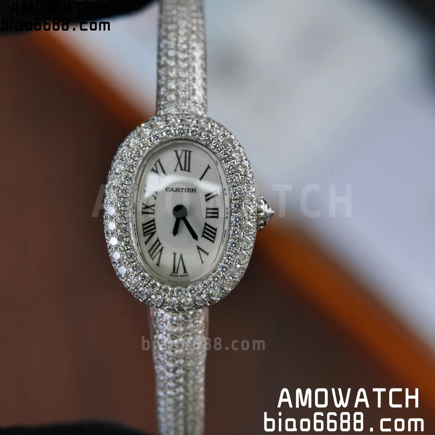 Cartier Baignoire 18.7mm HPI01773 BBAF 1:1 Best Edition White Dial on Moissanite bracelet Bracelet Ronda Quartz 66 3972eb286ce2bbc AMO Watch
