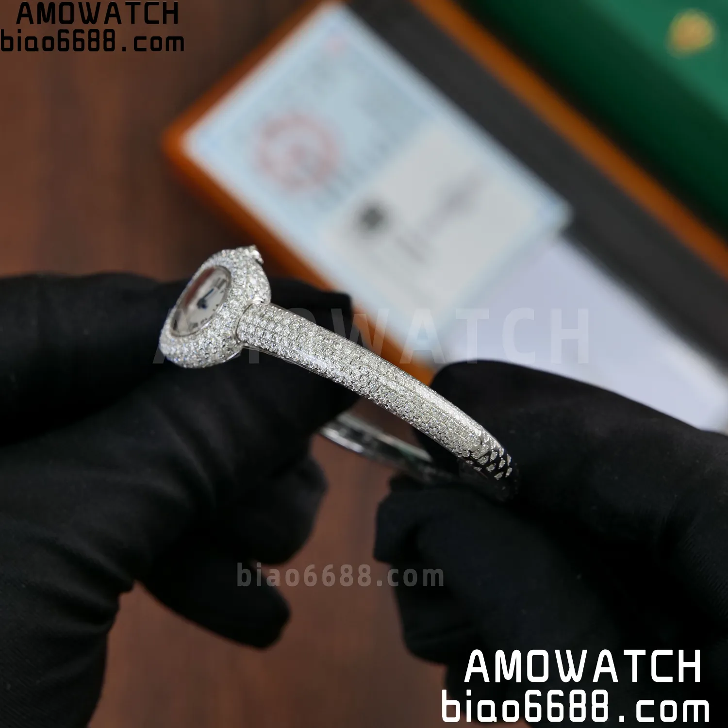 Cartier Baignoire 18.7mm HPI01773 BBAF 1:1 Best Edition White Dial on Moissanite bracelet Bracelet Ronda Quartz 64 46166713ece1474 AMO Watch