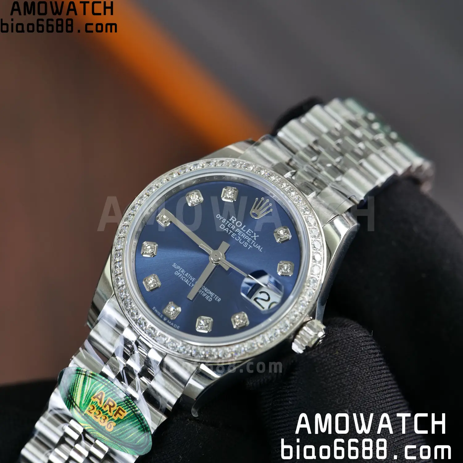 Rolex DateJust 31 278384 ARF 1:1 Best Edition 904L Steel Blue Diamond Dial Diamond bezel on SS Jubilee Bracelet 63 576d726392bf868 阿默表行AmoWatch