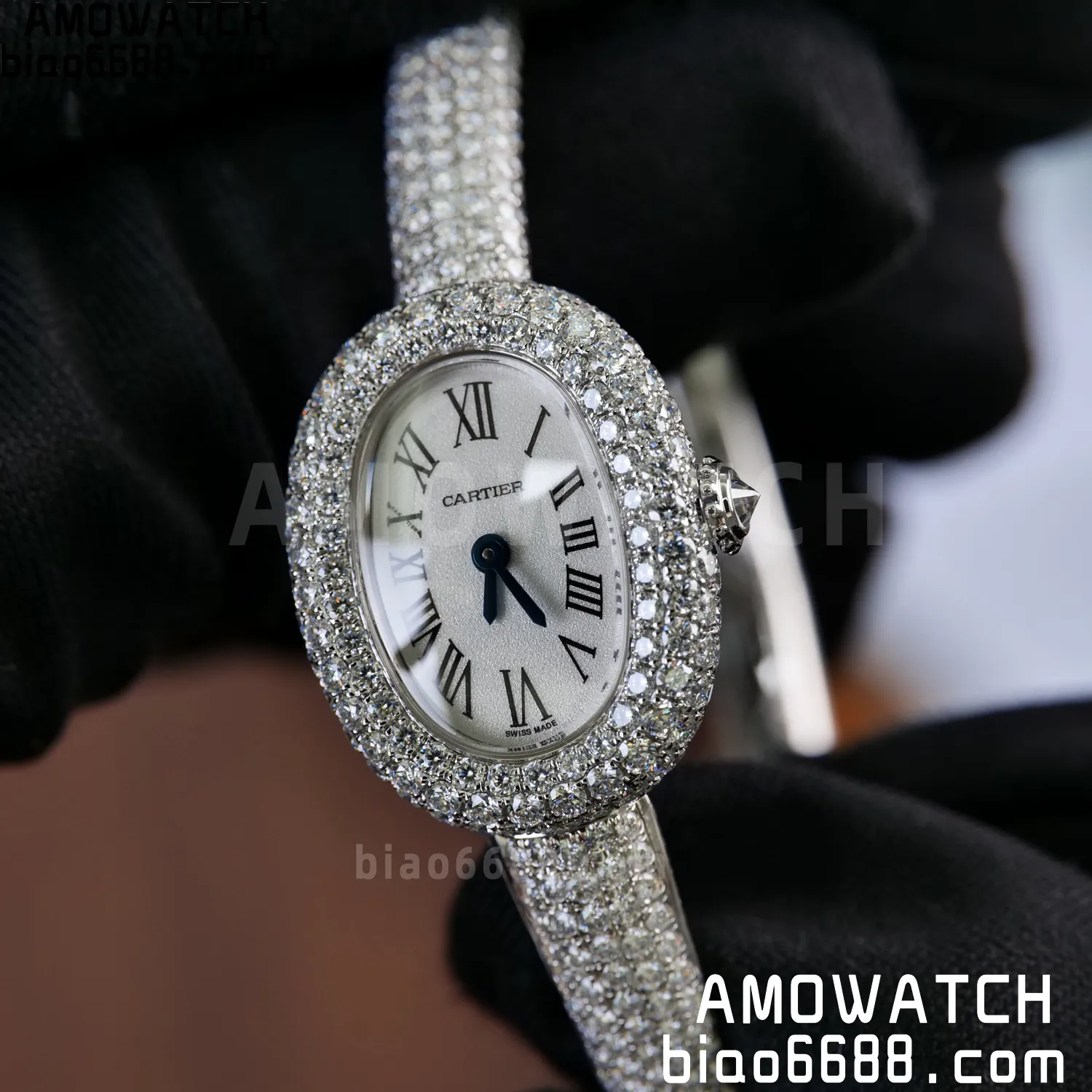 Cartier Baignoire 18.7mm HPI01773 BBAF 1:1 Best Edition White Dial on Moissanite bracelet Bracelet Ronda Quartz 74 7263b677c6fe4e3 AMO Watch