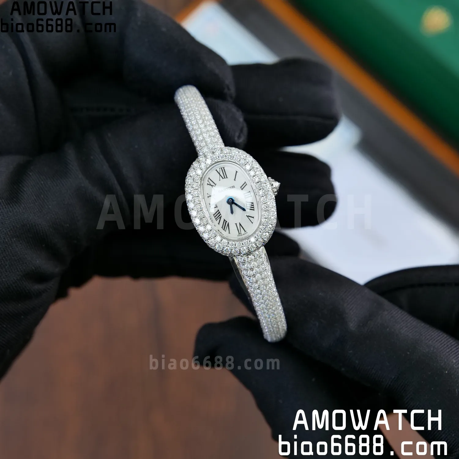 Cartier Baignoire 18.7mm HPI01773 BBAF 1:1 Best Edition White Dial on Moissanite bracelet Bracelet Ronda Quartz 61 7e3a9dacadb553e AMO Watch