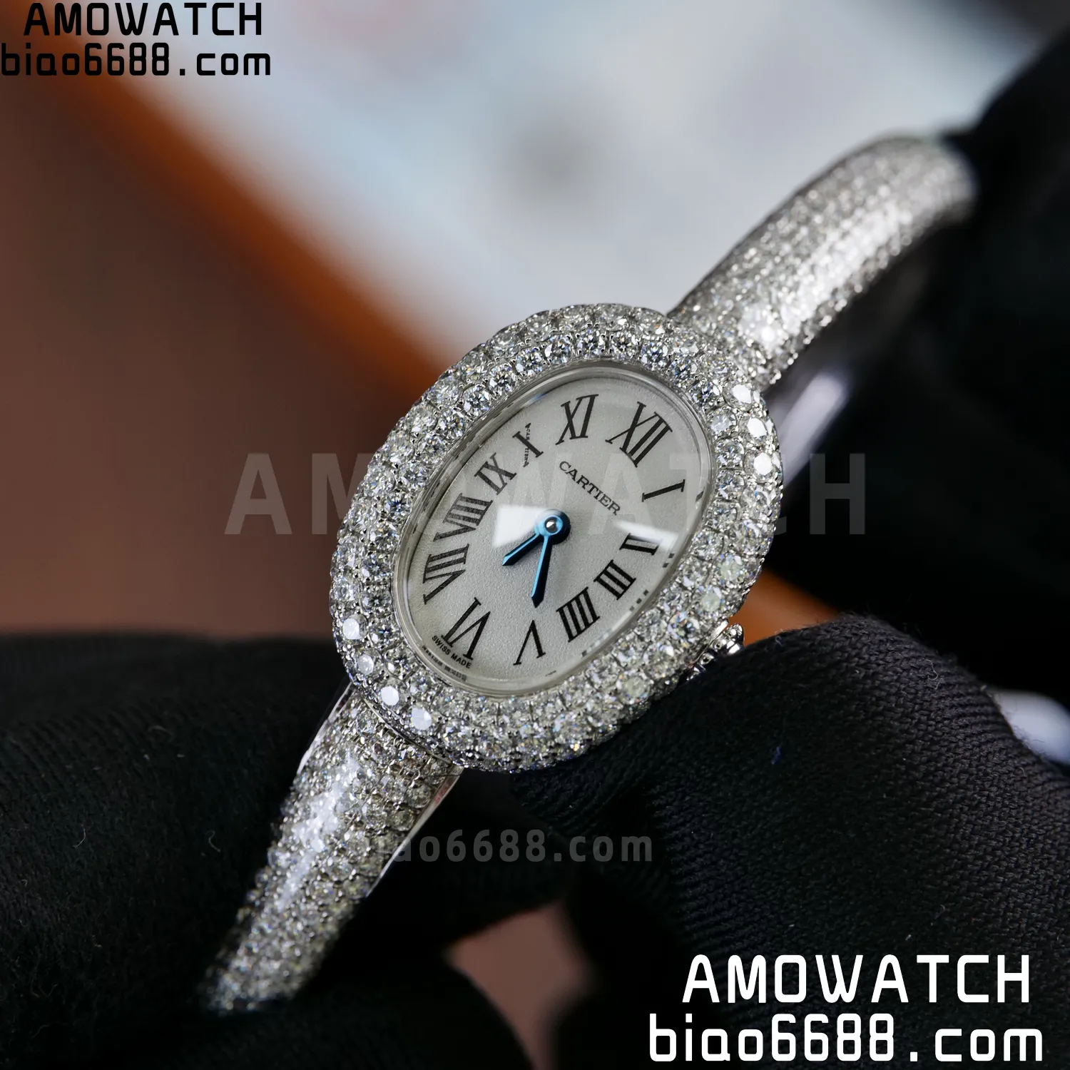 Cartier Baignoire 18.7mm HPI01773 BBAF 1:1 Best Edition White Dial on Moissanite bracelet Bracelet Ronda Quartz 72 ab141e4dfbf8638 AMO Watch
