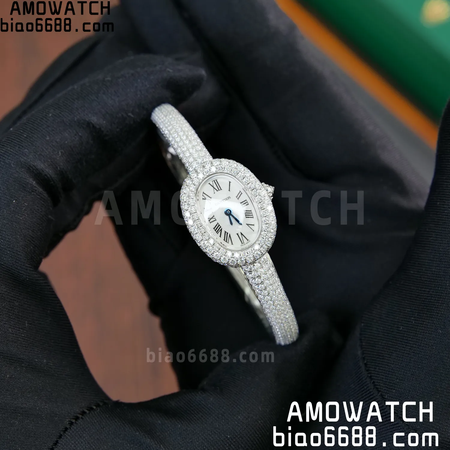Cartier Baignoire 18.7mm HPI01773 BBAF 1:1 Best Edition White Dial on Moissanite bracelet Bracelet Ronda Quartz 86 bd35637b086c372 AMO Watch