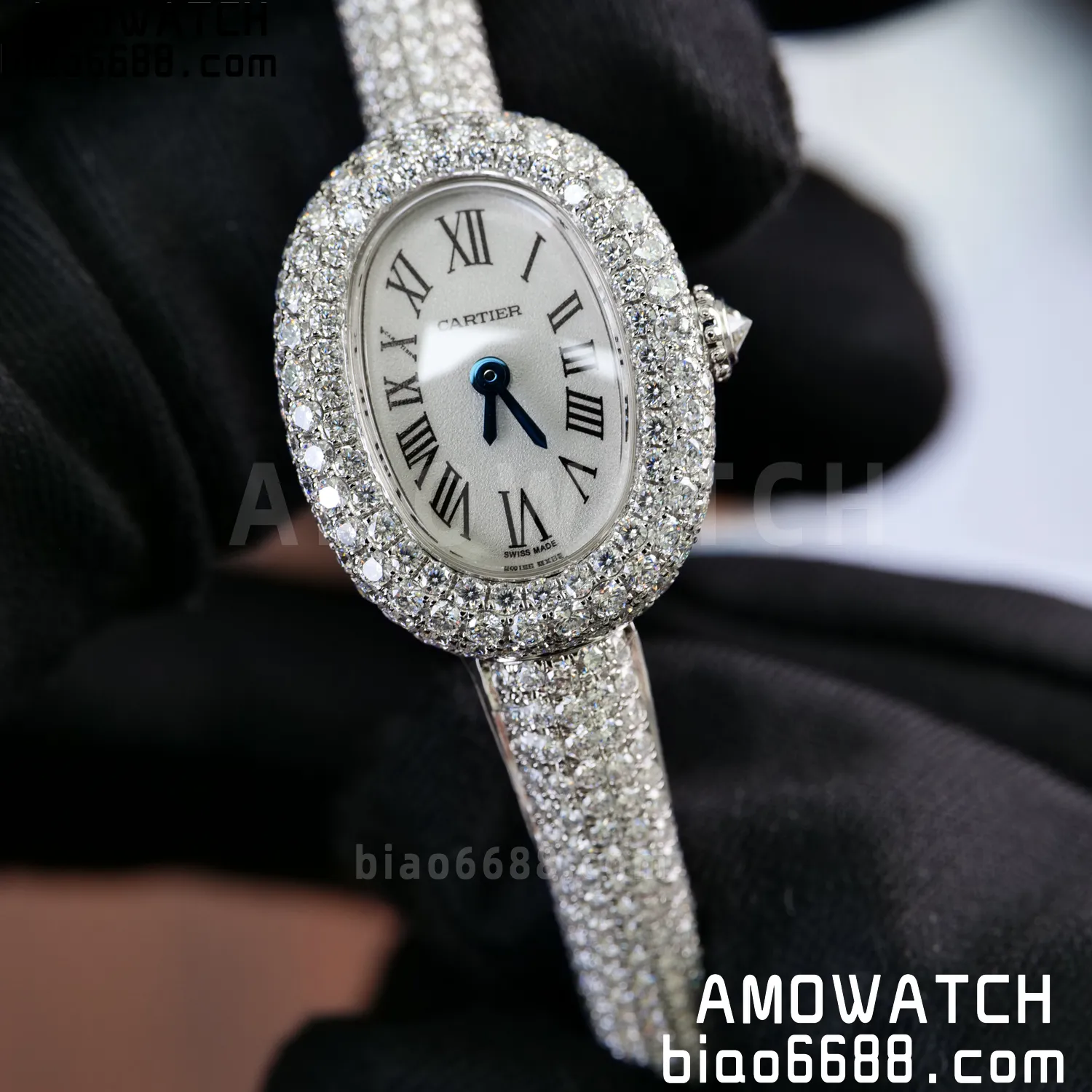 Cartier Baignoire 18.7mm HPI01773 BBAF 1:1 Best Edition White Dial on Moissanite bracelet Bracelet Ronda Quartz 76 db6e2eda1a55973 AMO Watch