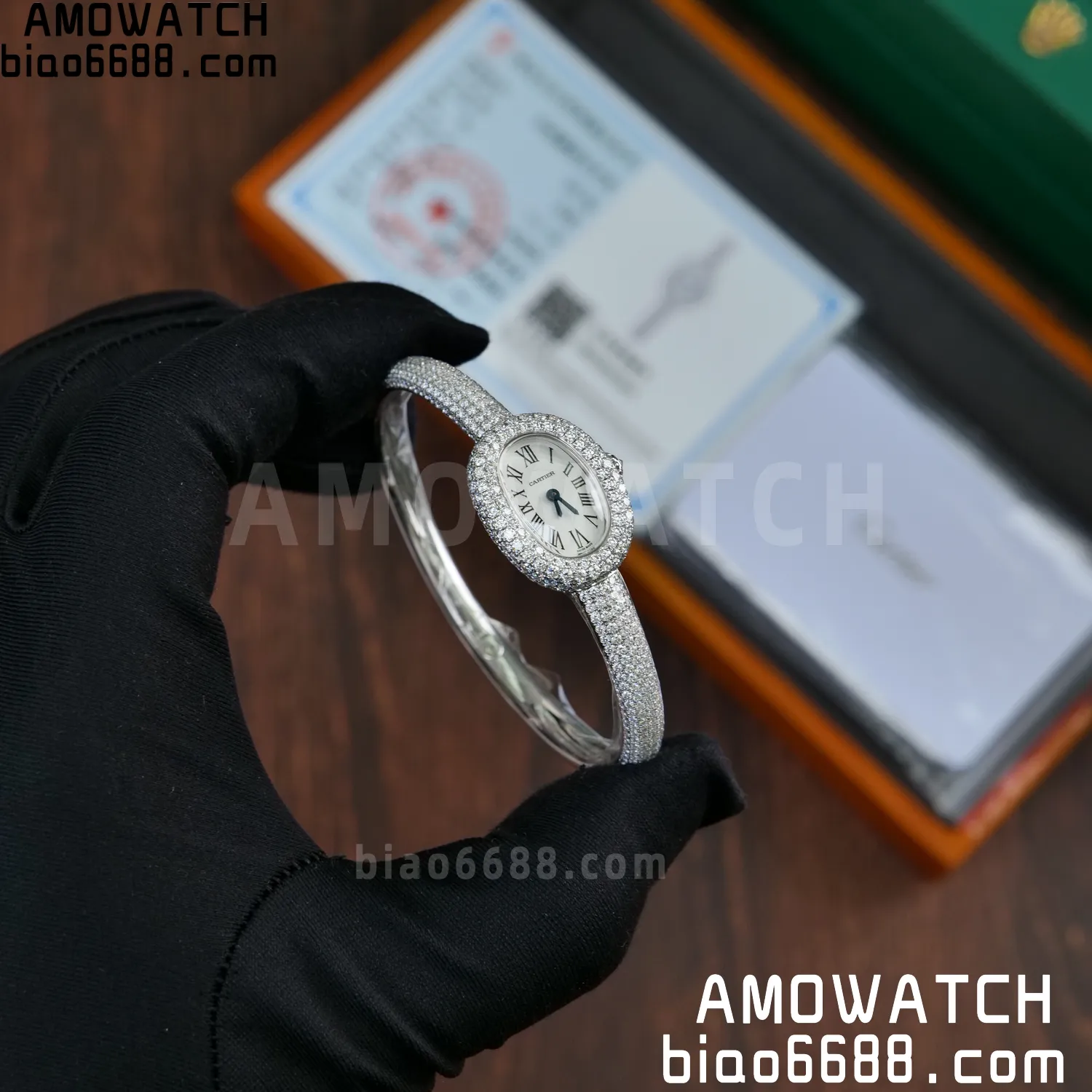 Cartier Baignoire 18.7mm HPI01773 BBAF 1:1 Best Edition White Dial on Moissanite bracelet Bracelet Ronda Quartz 85 fd200eb93c9d02f AMO Watch