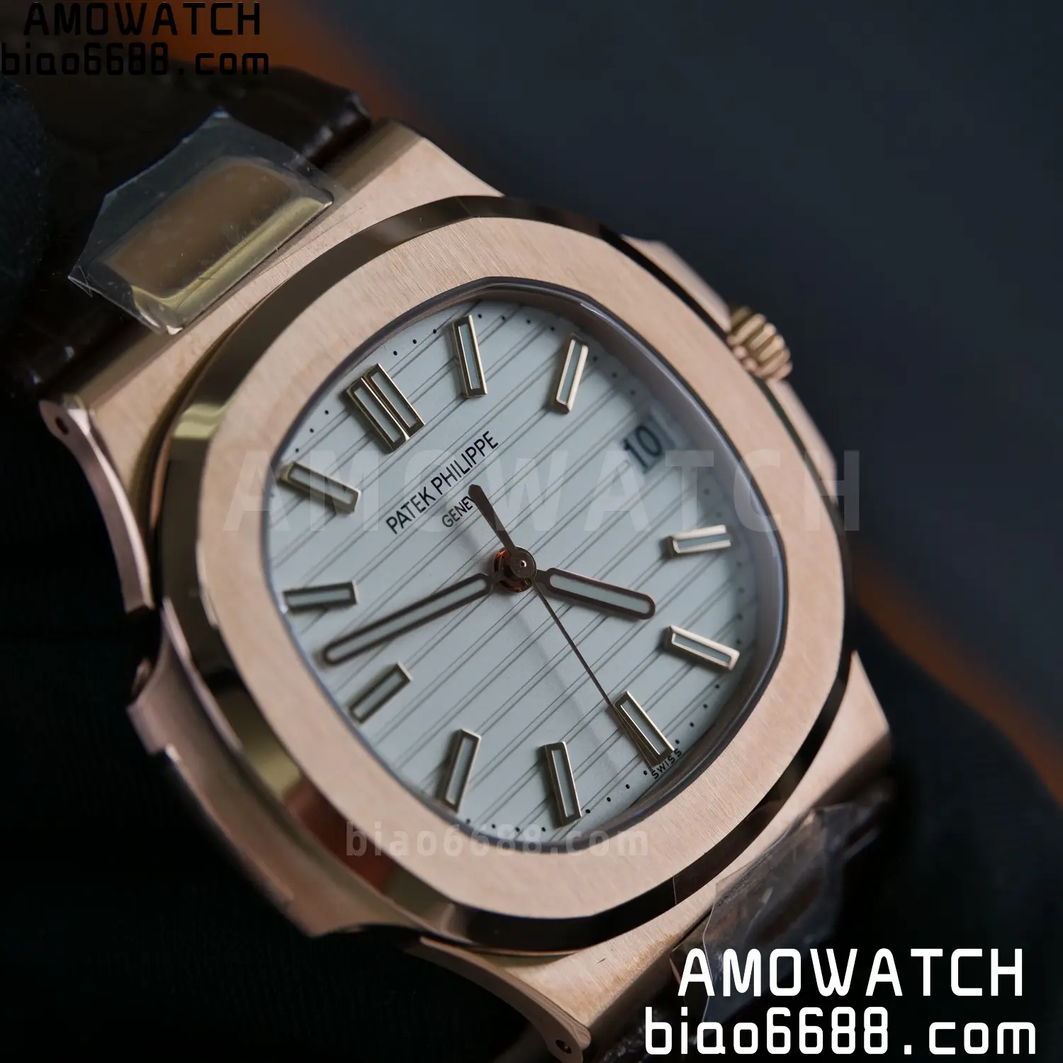PP Nautilus 5711 RG DDF 1:1 Best Edition White Textured Dial on Brown Leather Strap (Weighted) 79 016ee8fb4f9ff1f AMO Watch