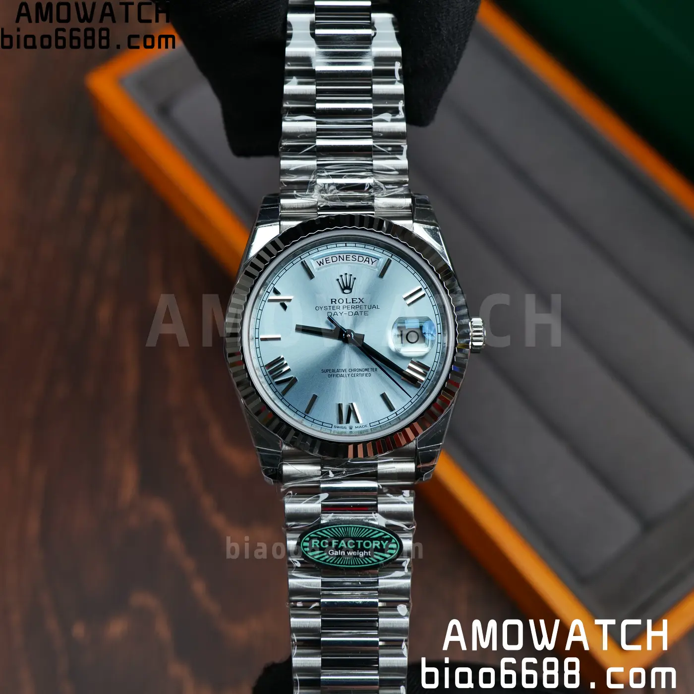 Rolex Day Date 40 SS 228236 RCF 1:1 Best Edition Ice Blue Roman Dial on President Bracelet VR3255 (211g) 57 1640a8b5bd5e2d5 AMO Watch