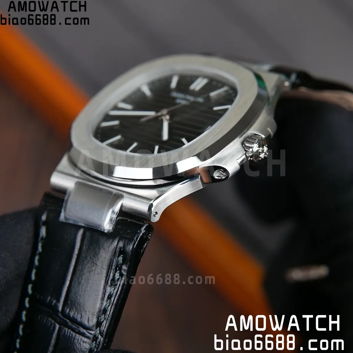 PP Nautilus 5711 DDF 1:1 Best Edition Gray Textured Dial on Black Leather Strap 324 (Weighted) 79 179ed50e0b90dab 阿默表行AmoWatch