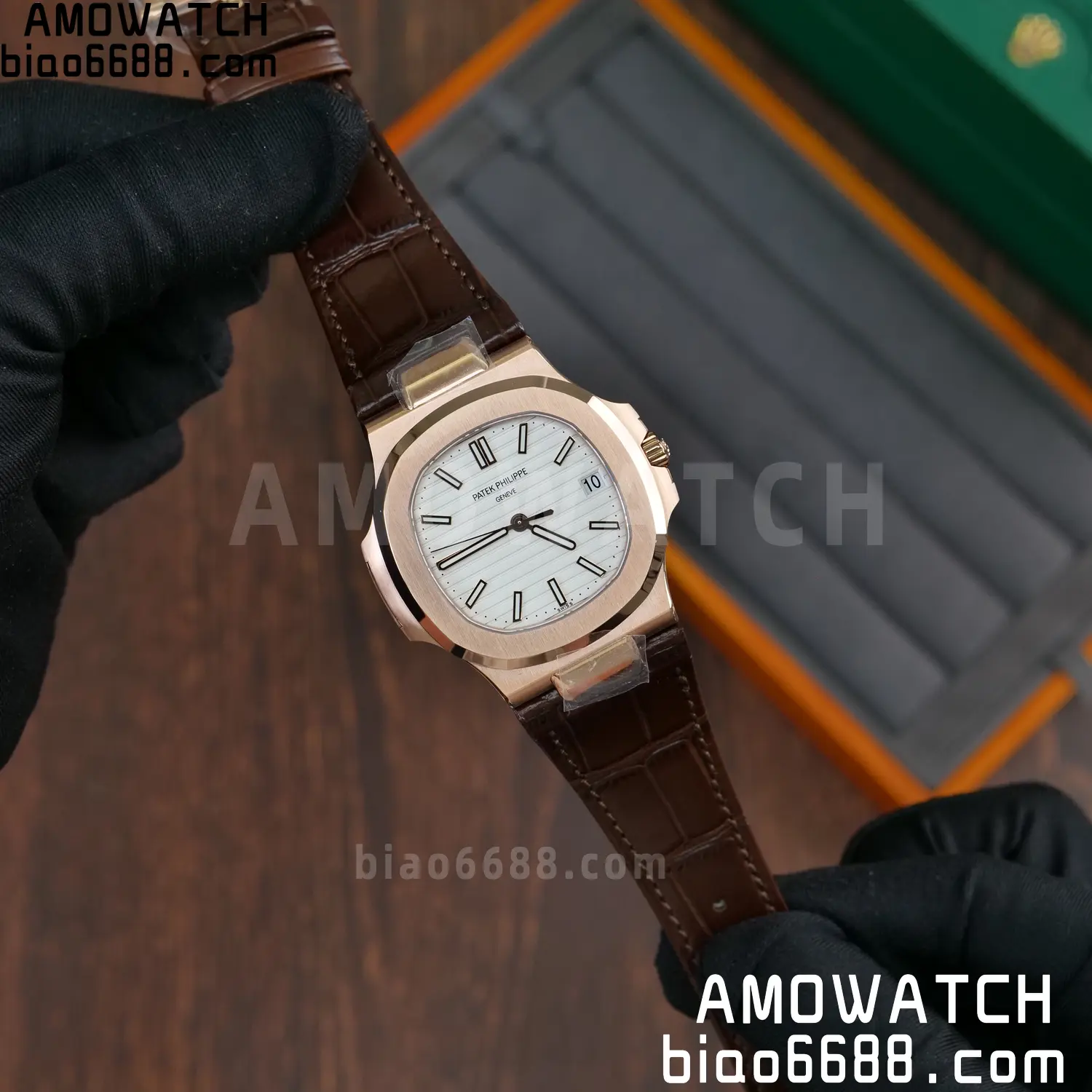 PP Nautilus 5711 RG DDF 1:1 Best Edition White Textured Dial on Brown Leather Strap (Weighted) 61 19107d98e3819e1 AMO Watch