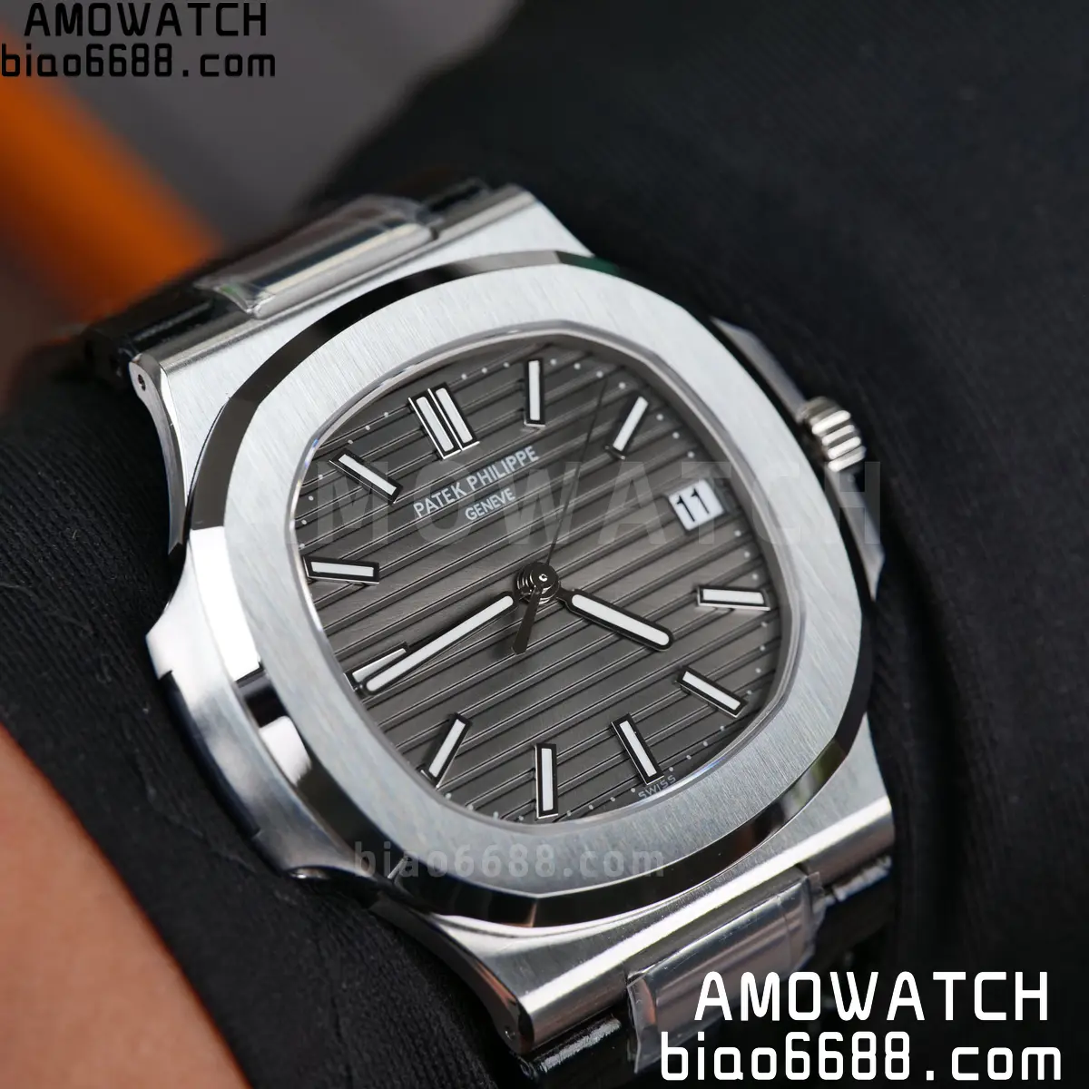 PP Nautilus 5711 DDF 1:1 Best Edition Gray Textured Dial on Black Leather Strap 324 (Weighted) 95 27388c880ba3b55 阿默表行AmoWatch