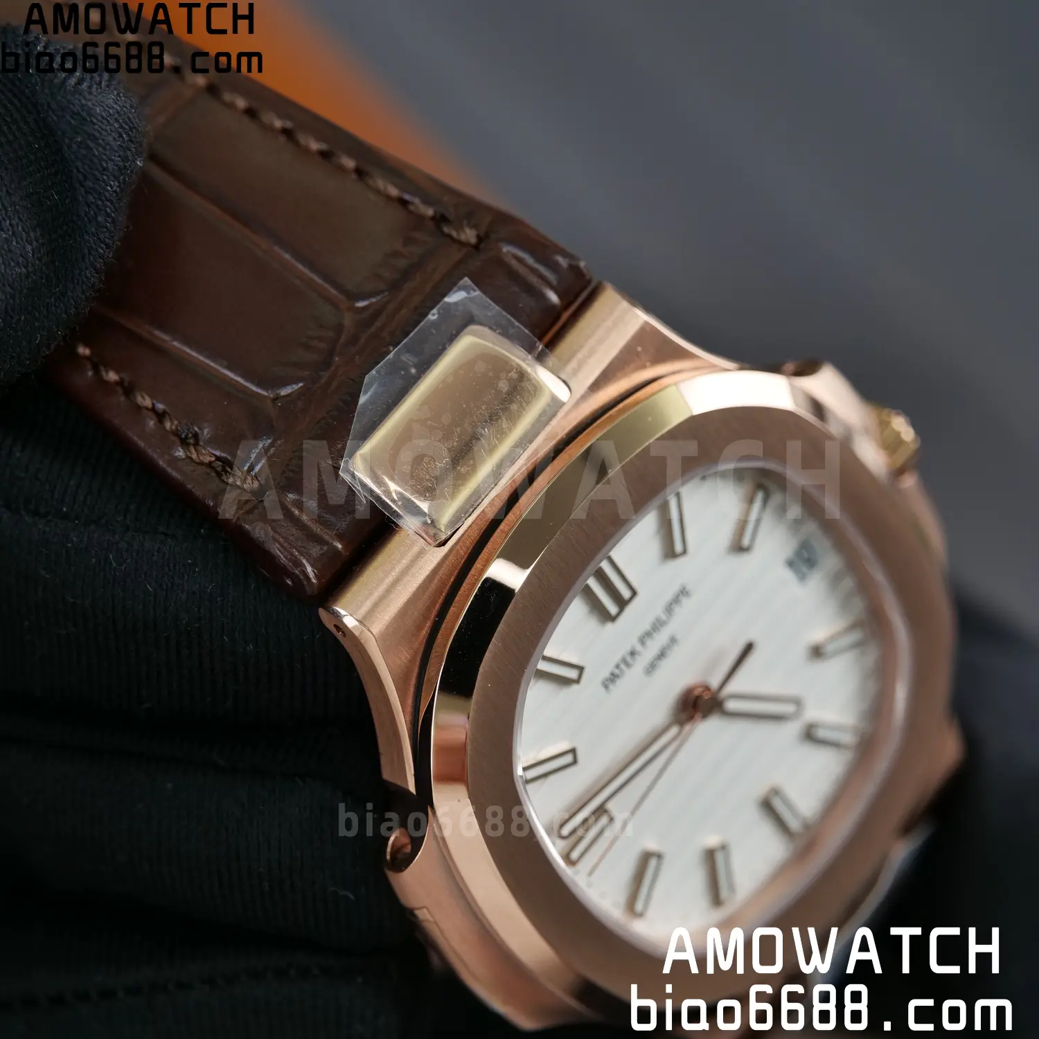 PP Nautilus 5711 RG DDF 1:1 Best Edition White Textured Dial on Brown Leather Strap (Weighted) 74 2b4d086c9c216d1 AMO Watch