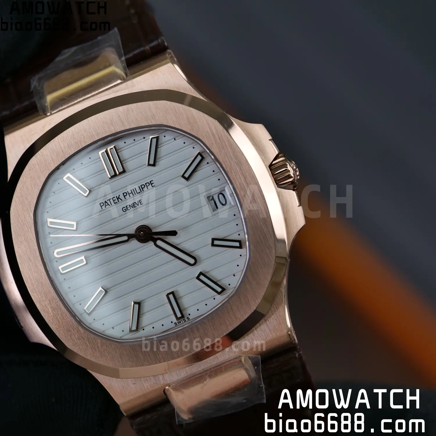 PP Nautilus 5711 RG DDF 1:1 Best Edition White Textured Dial on Brown Leather Strap (Weighted) 75 2fd5ce94281abbe AMO Watch
