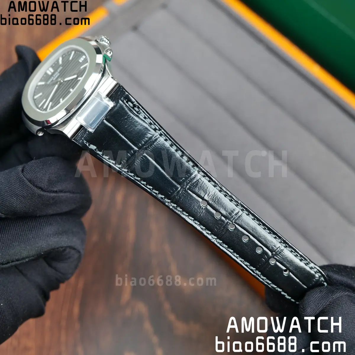 PP Nautilus 5711 DDF 1:1 Best Edition Gray Textured Dial on Black Leather Strap 324 (Weighted) 72 3597563aeb4713c 阿默表行AmoWatch