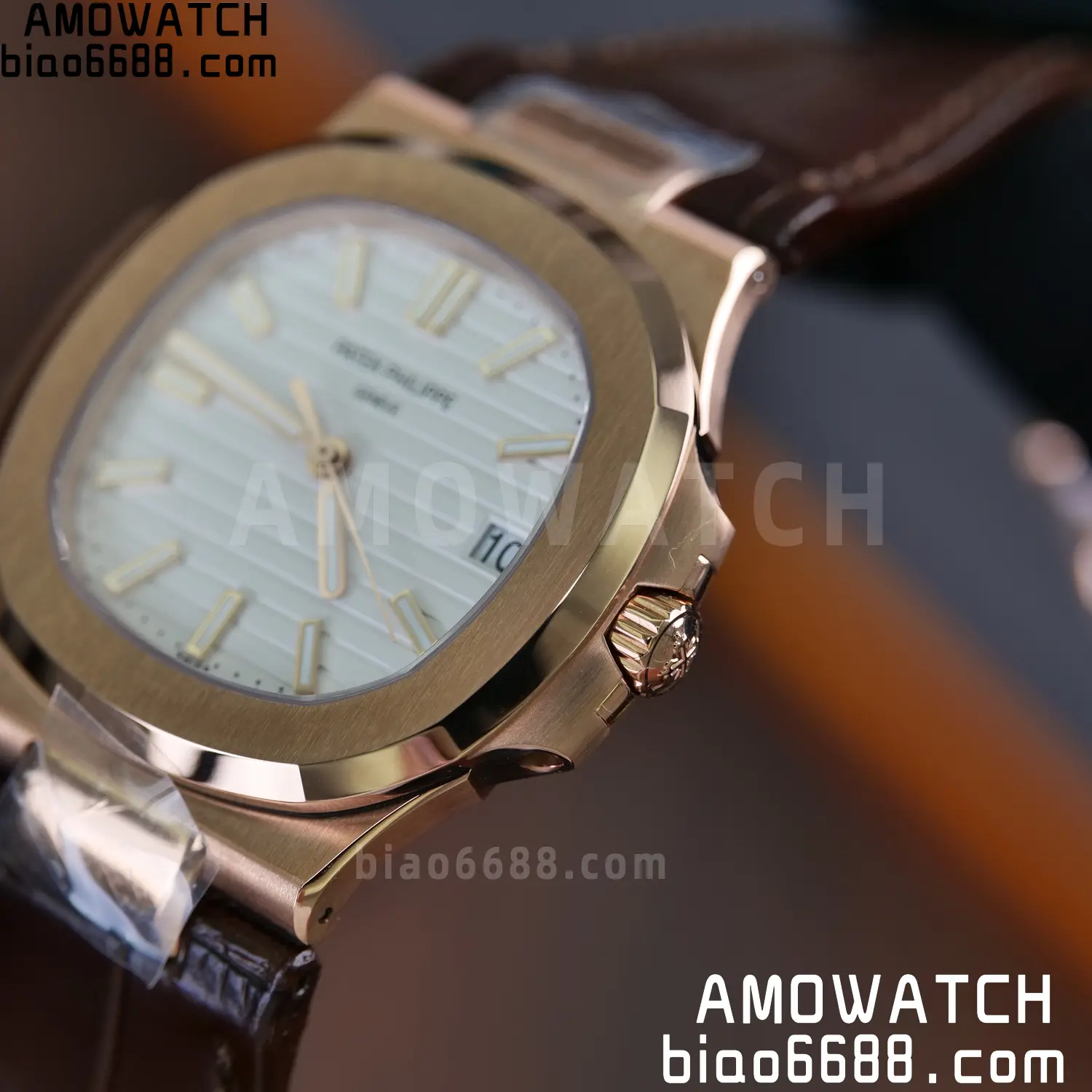 PP Nautilus 5711 RG DDF 1:1 Best Edition White Textured Dial on Brown Leather Strap (Weighted) 71 38757ca85b37ef4 AMO Watch
