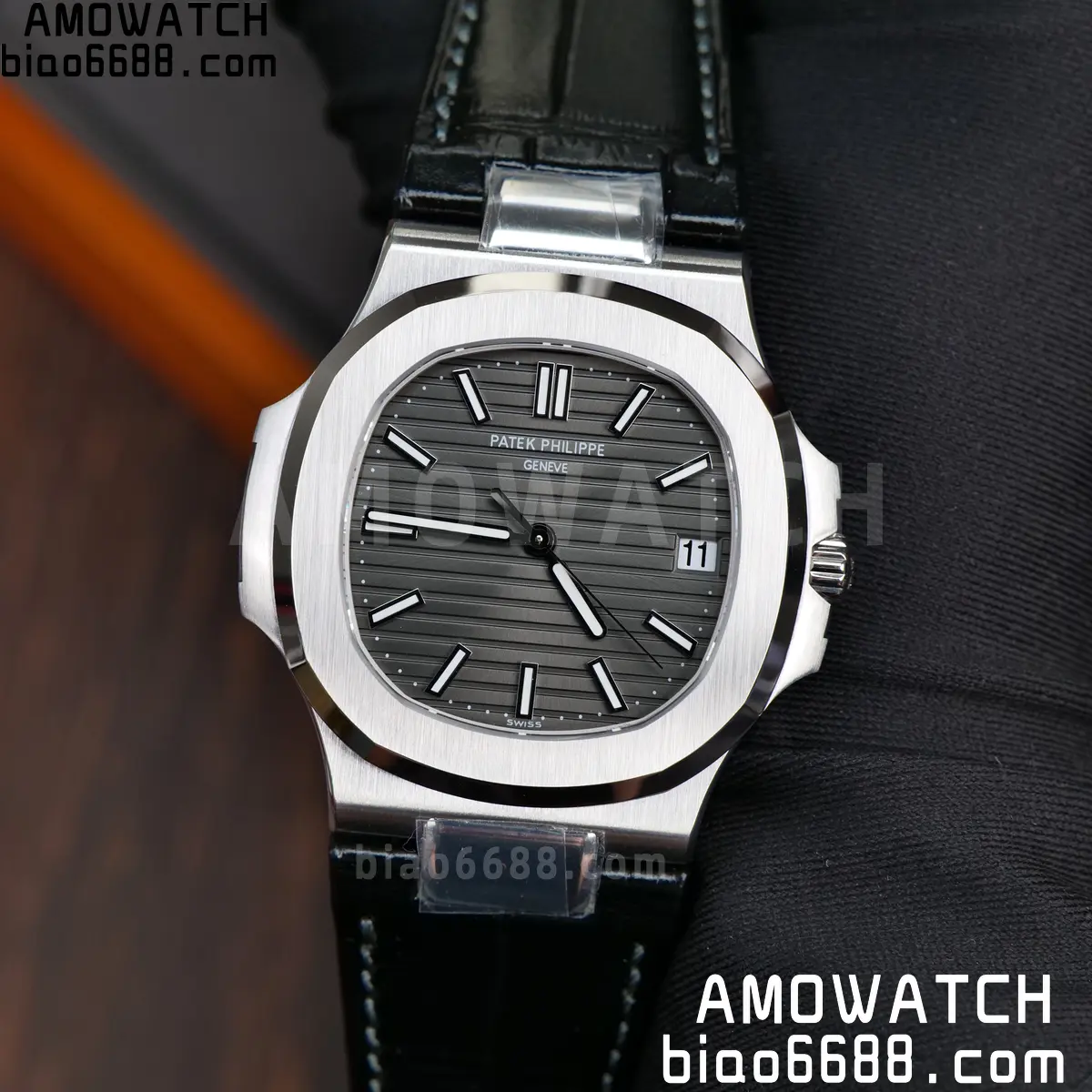 PP Nautilus 5711 DDF 1:1 Best Edition Gray Textured Dial on Black Leather Strap 324 (Weighted) 99 3c1d1eb0ca1efee 阿默表行AmoWatch