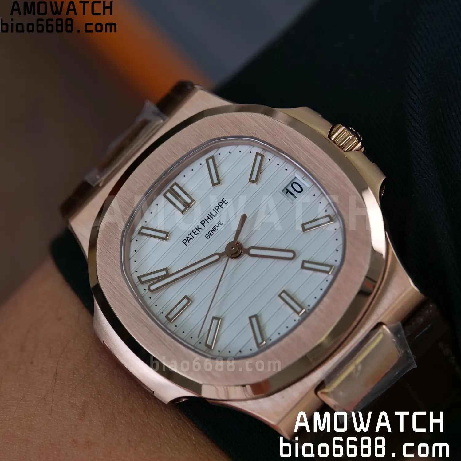 PP Nautilus 5711 RG DDF 1:1 Best Edition White Textured Dial on Brown Leather Strap (Weighted) 84 479f300367abc14 AMO Watch