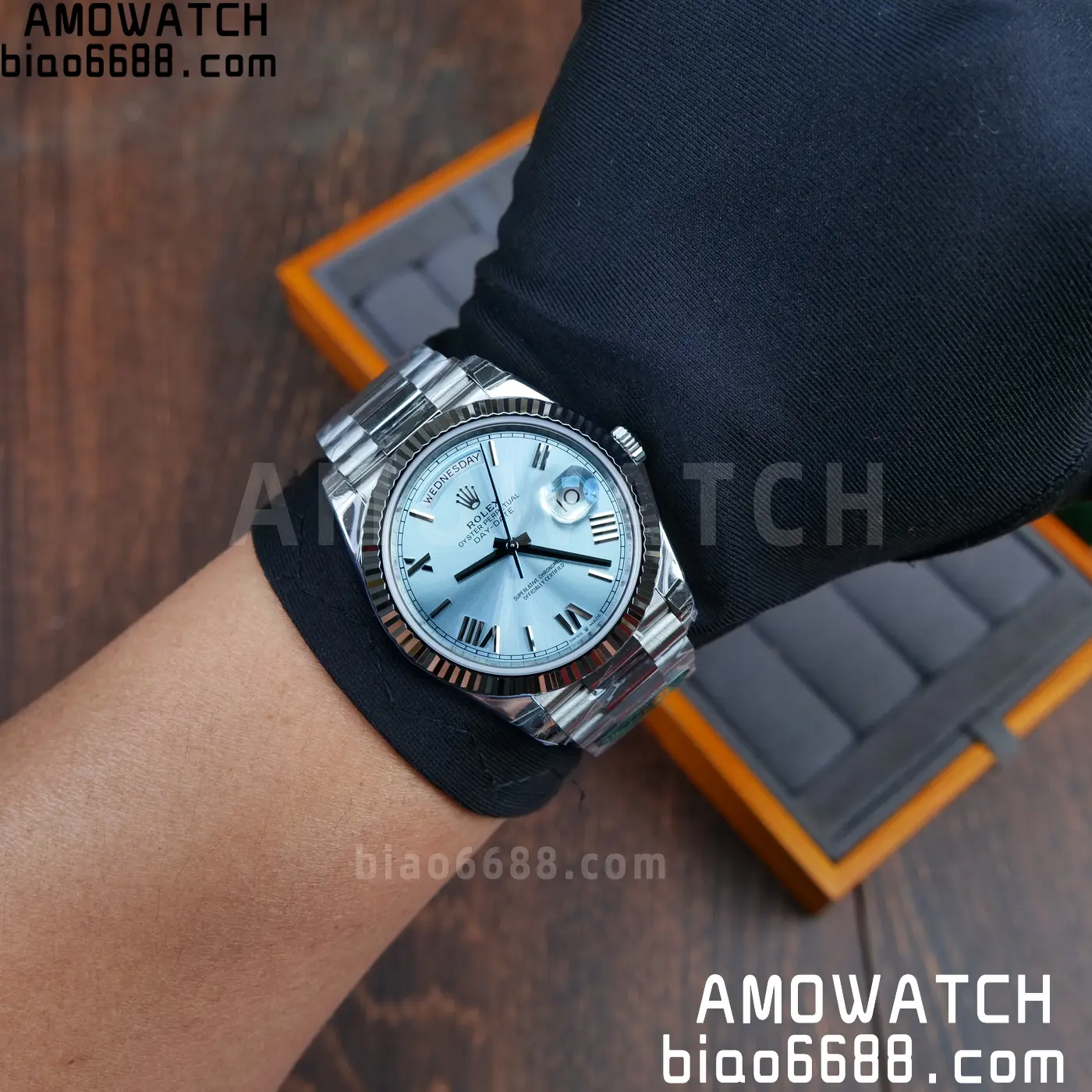 Rolex Day Date 40 SS 228236 RCF 1:1 Best Edition Ice Blue Roman Dial on President Bracelet VR3255 (211g) 75 51103f32d1bc19b AMO Watch