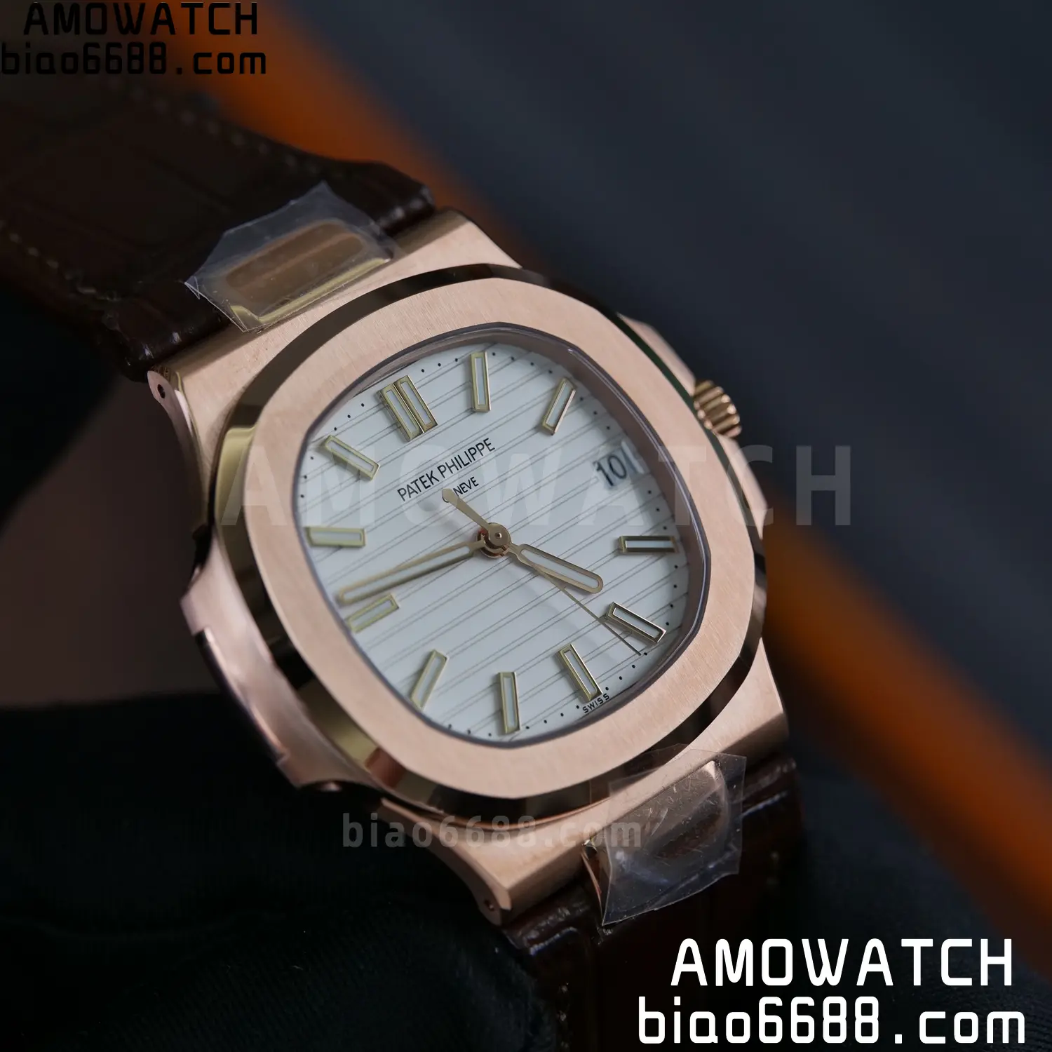 PP Nautilus 5711 RG DDF 1:1 Best Edition White Textured Dial on Brown Leather Strap (Weighted) 72 52af41514435c30 AMO Watch
