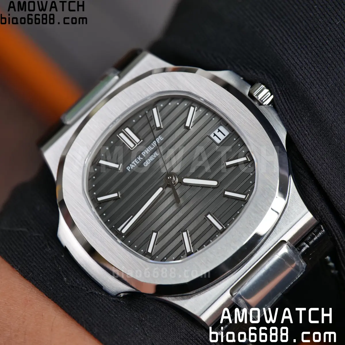 PP Nautilus 5711 DDF 1:1 Best Edition Gray Textured Dial on Black Leather Strap 324 (Weighted) 94 5483b21cd30d227 阿默表行AmoWatch