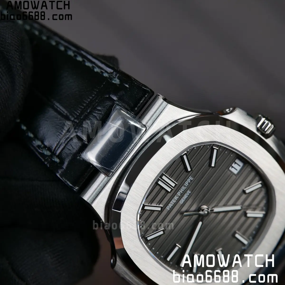 PP Nautilus 5711 DDF 1:1 Best Edition Gray Textured Dial on Black Leather Strap 324 (Weighted) 83 5db2576c45b822b 阿默表行AmoWatch