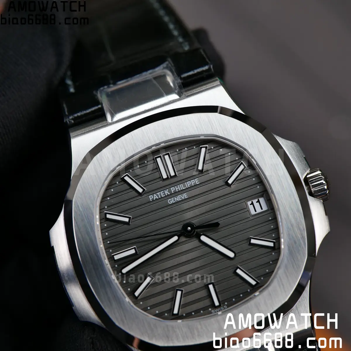 PP Nautilus 5711 DDF 1:1 Best Edition Gray Textured Dial on Black Leather Strap 324 (Weighted) 86 66c2294b2044f2a 阿默表行AmoWatch