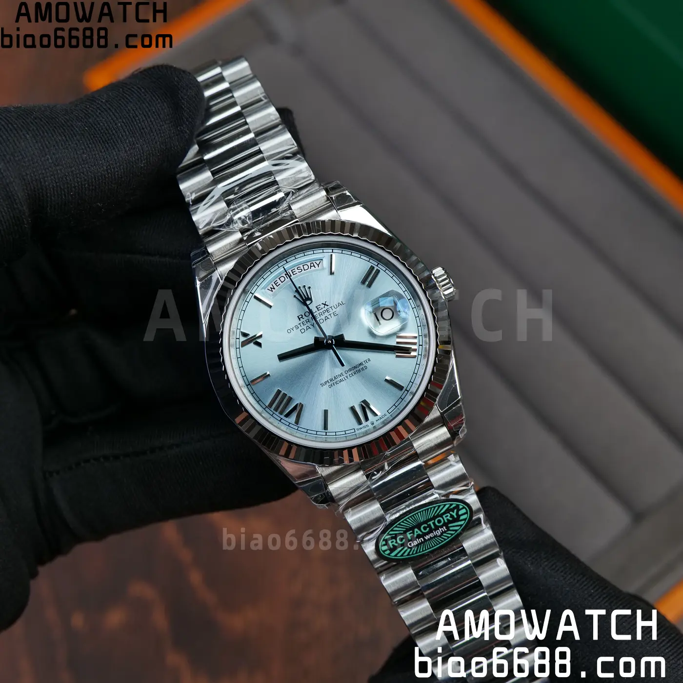 Rolex Day Date 40 SS 228236 RCF 1:1 Best Edition Ice Blue Roman Dial on President Bracelet VR3255 (211g) 53 6ffe0e3348fd0ae AMO Watch