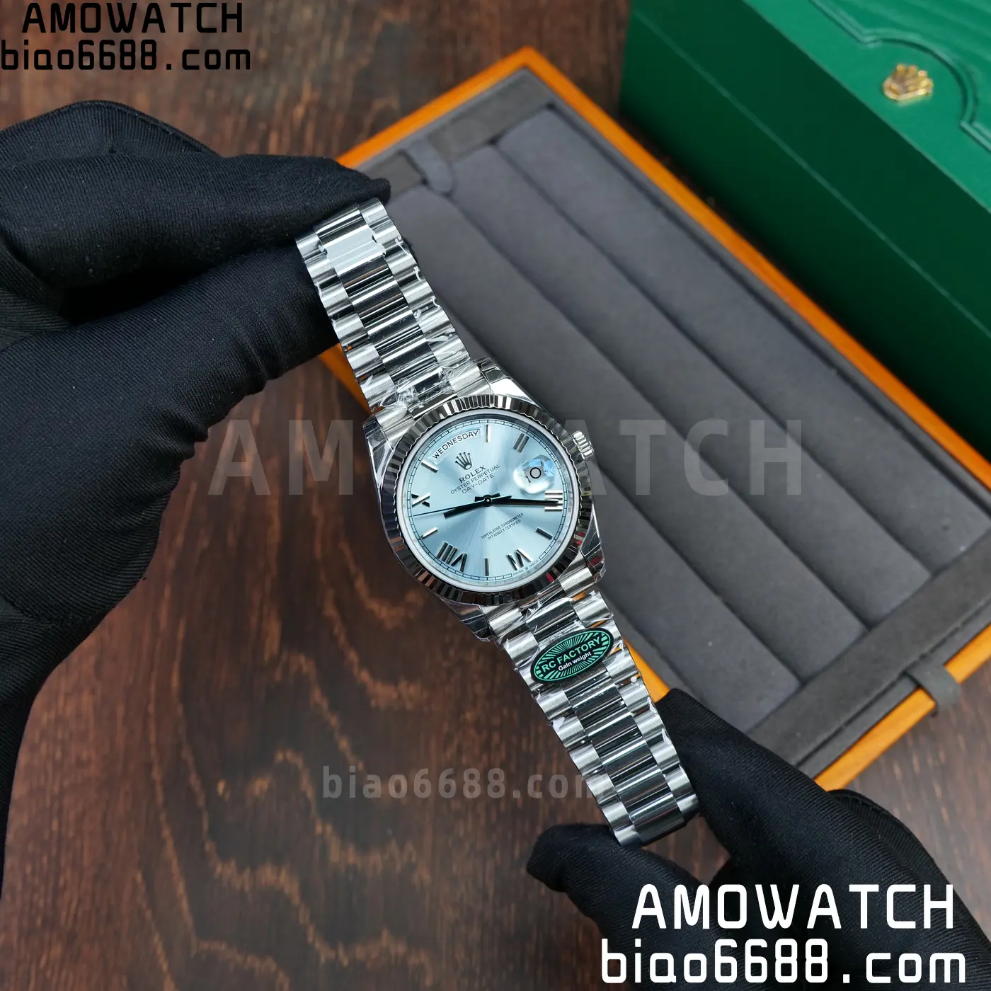 Rolex Day Date 40 SS 228236 RCF 1:1 Best Edition Ice Blue Roman Dial on President Bracelet VR3255 (211g) 52 77d0065a8c8b906 AMO Watch