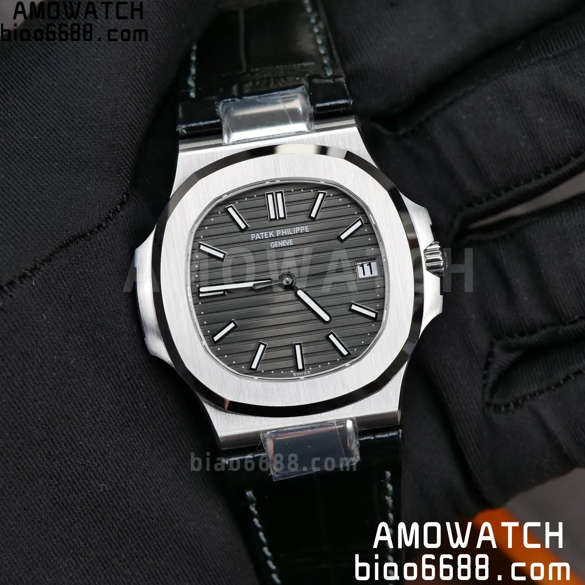 PP Nautilus 5711 DDF 1:1 Best Edition Gray Textured Dial on Black Leather Strap 324 (Weighted) 98 7cd558bfe60daf2 阿默表行AmoWatch