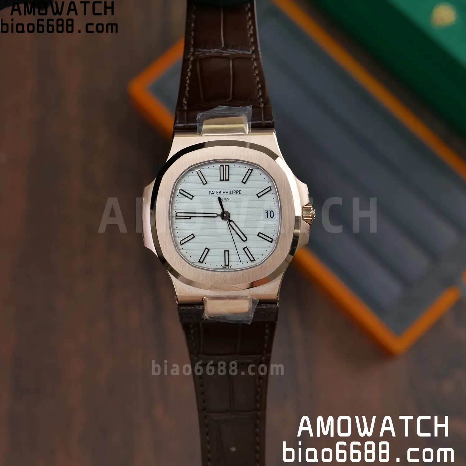 PP Nautilus 5711 RG DDF 1:1 Best Edition White Textured Dial on Brown Leather Strap (Weighted) 66 a4900fbfcccf8e1 AMO Watch