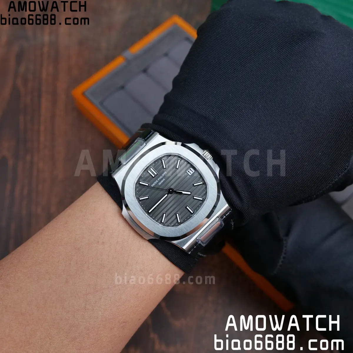 PP Nautilus 5711 DDF 1:1 Best Edition Gray Textured Dial on Black Leather Strap 324 (Weighted) 96 a8d8da4f73e6f24 阿默表行AmoWatch