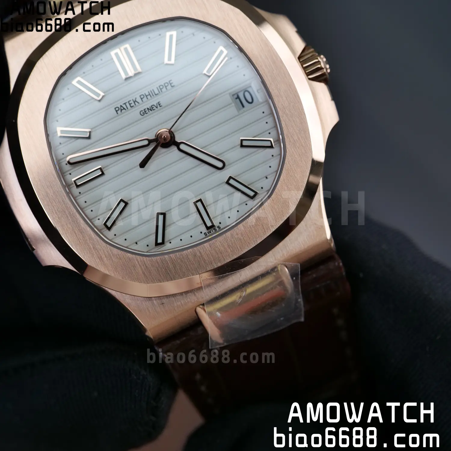 PP Nautilus 5711 RG DDF 1:1 Best Edition White Textured Dial on Brown Leather Strap (Weighted) 77 c389609af85b762 AMO Watch
