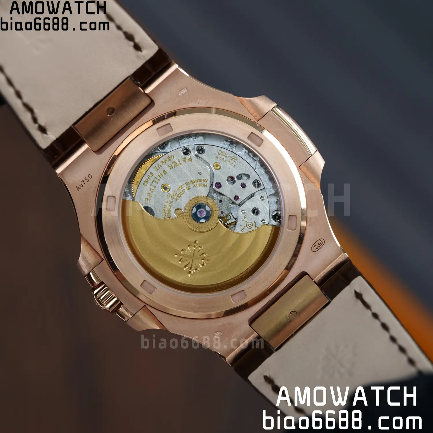 PP Nautilus 5711 RG DDF 1:1 Best Edition White Textured Dial on Brown Leather Strap (Weighted) 82 dcdb15bc8ab7ba8 AMO Watch