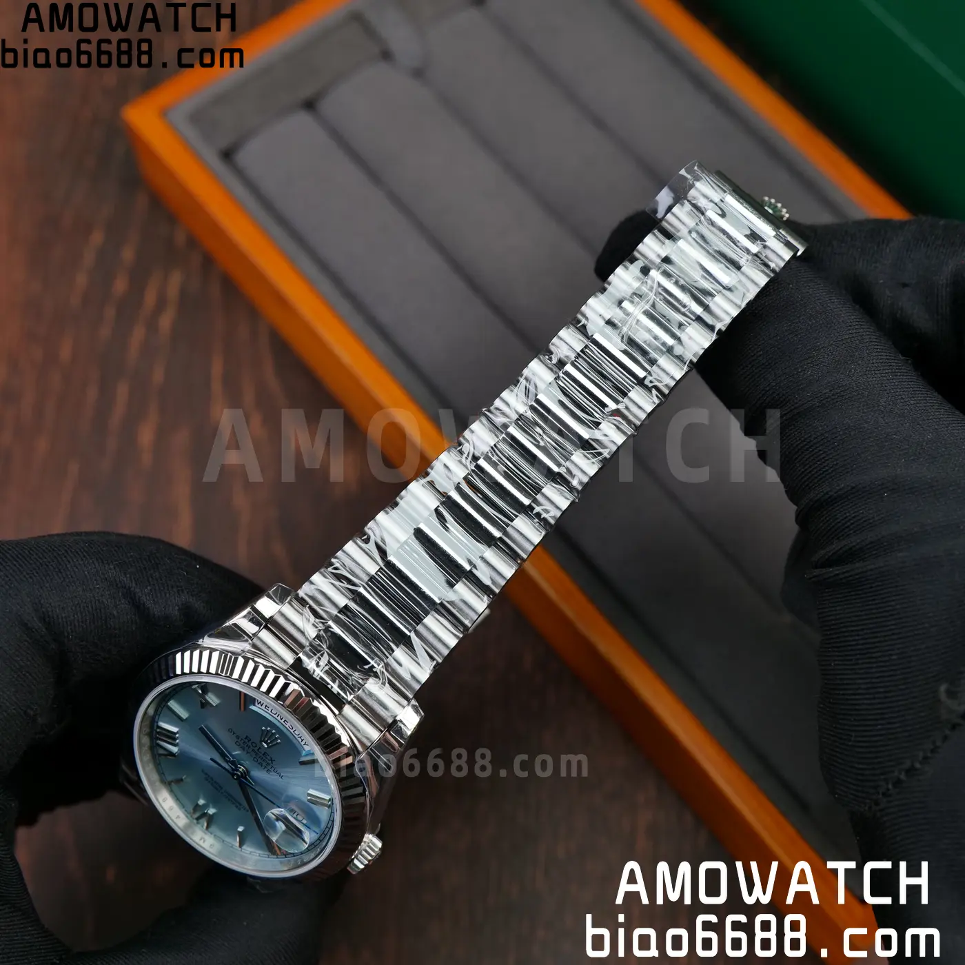 Rolex Day Date 40 SS 228236 RCF 1:1 Best Edition Ice Blue Roman Dial on President Bracelet VR3255 (211g) 55 dcf91b24f26be51 AMO Watch