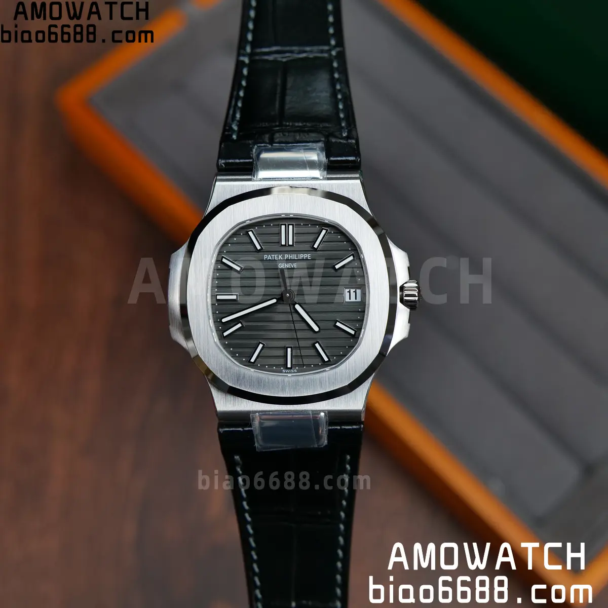PP Nautilus 5711 DDF 1:1 Best Edition Gray Textured Dial on Black Leather Strap 324 (Weighted) 73 dd728ab48f7070a 阿默表行AmoWatch
