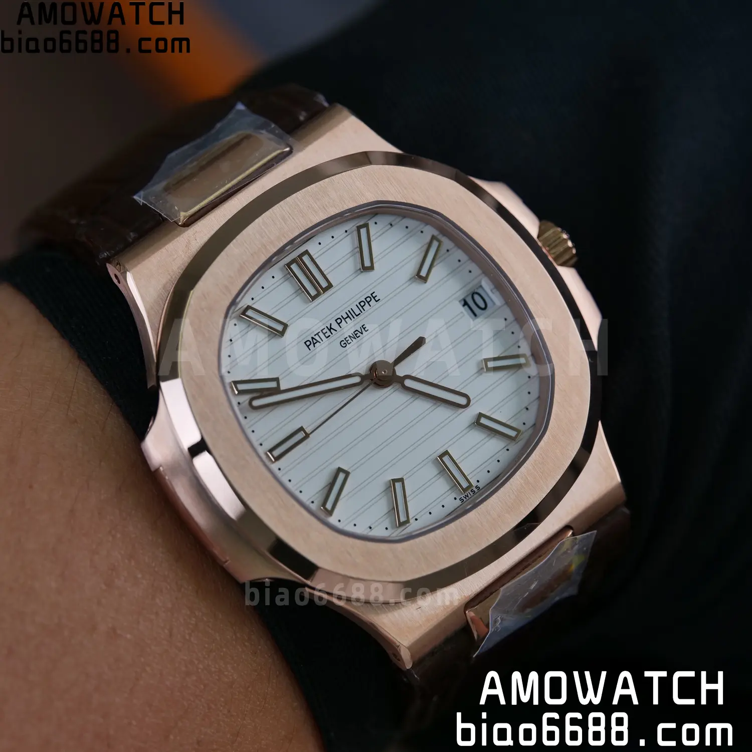 PP Nautilus 5711 RG DDF 1:1 Best Edition White Textured Dial on Brown Leather Strap (Weighted) 85 ee49911959f26be AMO Watch