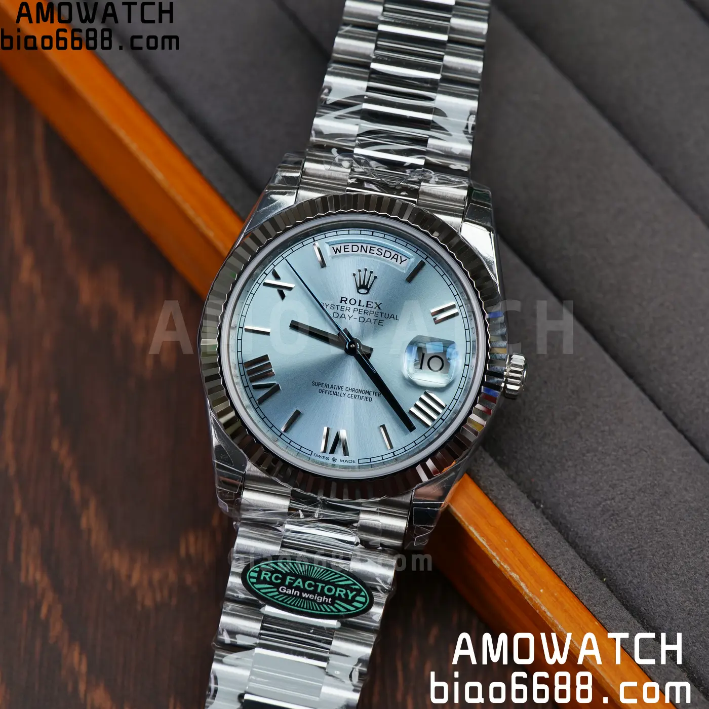 Rolex Day Date 40 SS 228236 RCF 1:1 Best Edition Ice Blue Roman Dial on President Bracelet VR3255 (211g) 72 eec4a54fa04d05f AMO Watch