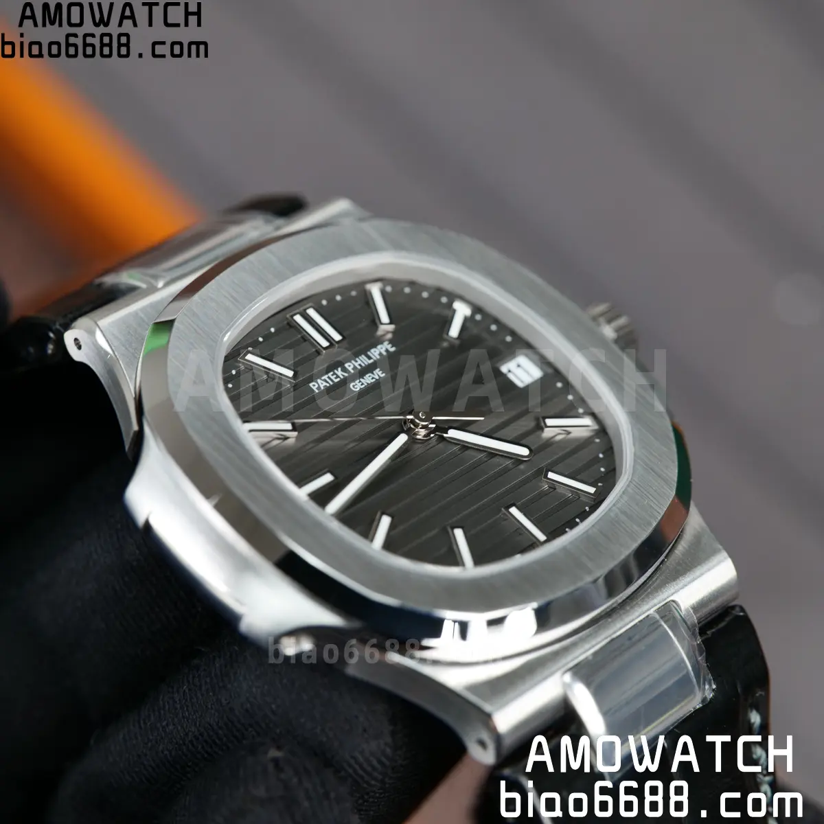 PP Nautilus 5711 DDF 1:1 Best Edition Gray Textured Dial on Black Leather Strap 324 (Weighted) 87 f026de532550f1a 阿默表行AmoWatch
